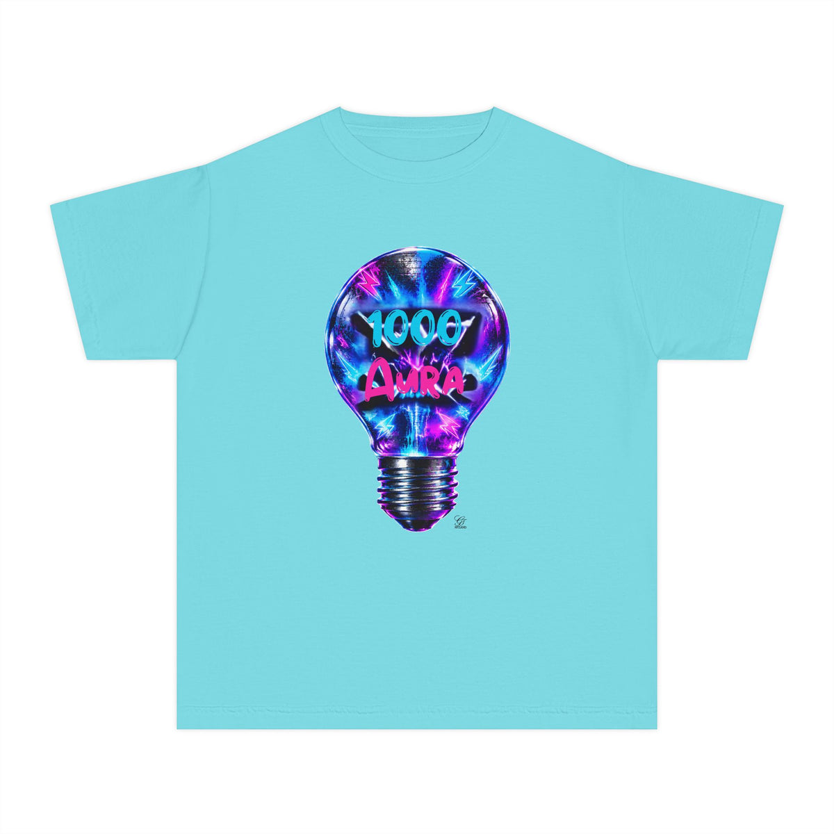 Colorful Light Bulb Youth T-Shirt -"1000 AURA" Graphic T-Shirt