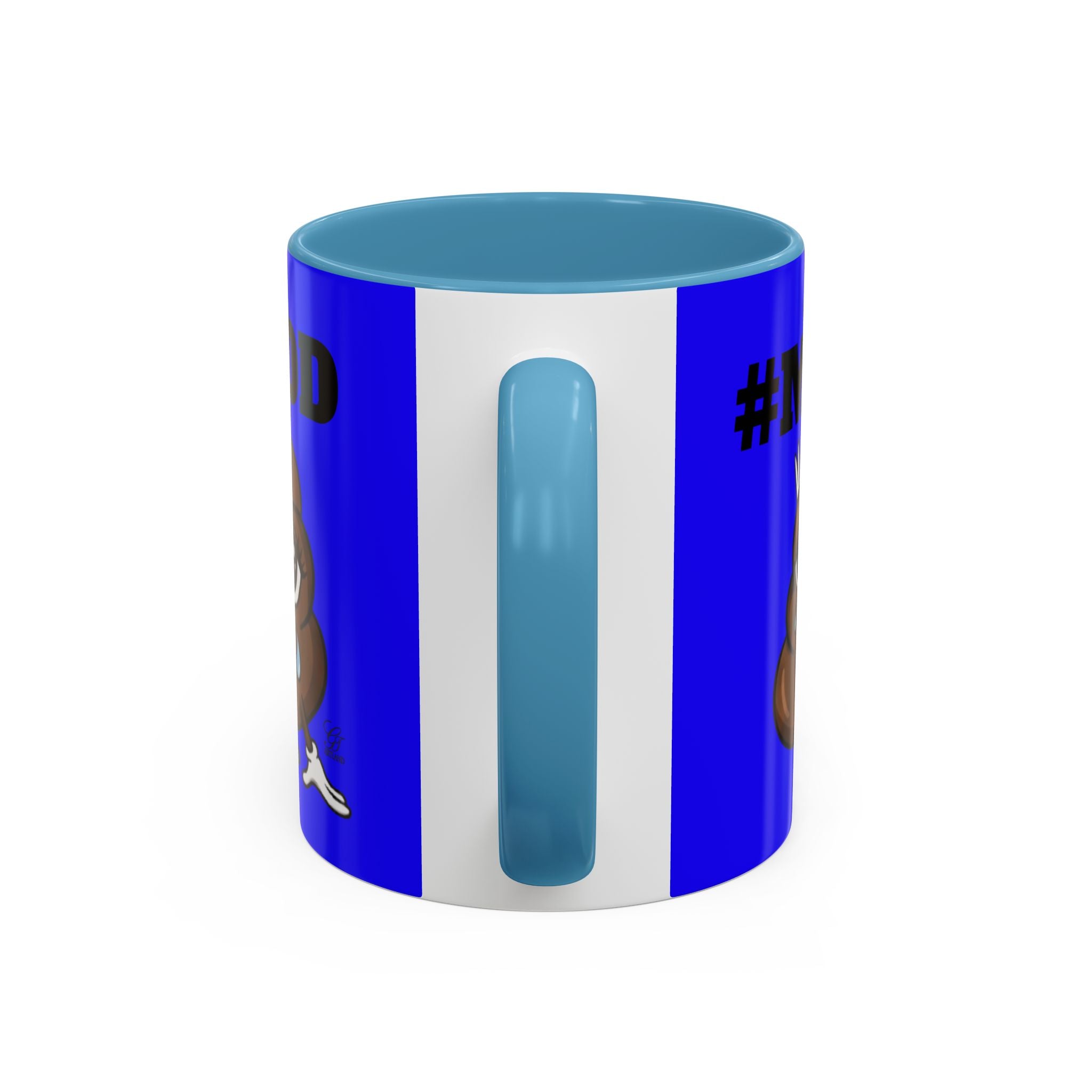 #MOOD Poop Emoji Retro Blue Accent Coffee Mug – Funny Blue 11/15oz Gift by GT Artland