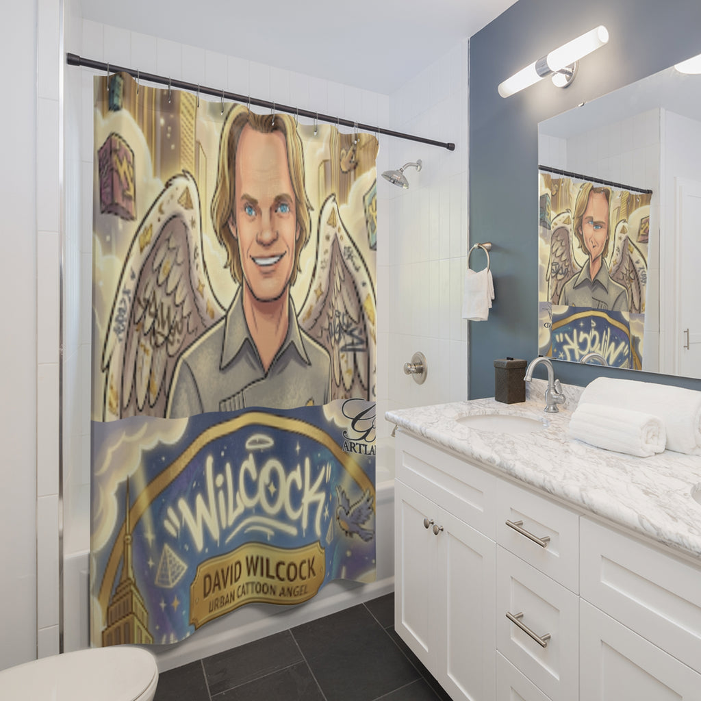 David Wilcok Designer Airbrush Toon Angel Portrait Shower Curtain by GT Artland