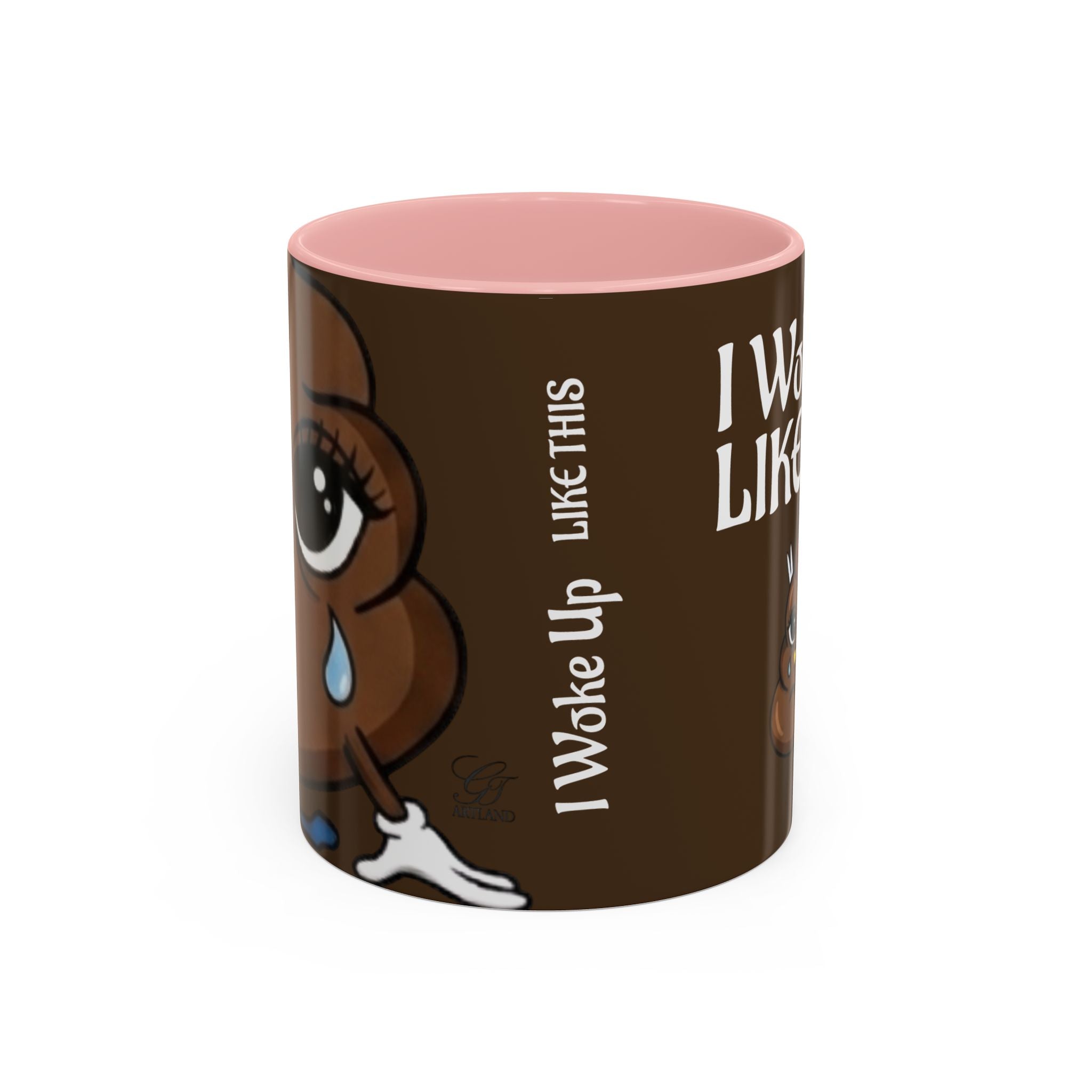 I Woke Up Like This Designer Collectors Coffee Mug — Funny Poop Emoji Accent Mug by GT Artland