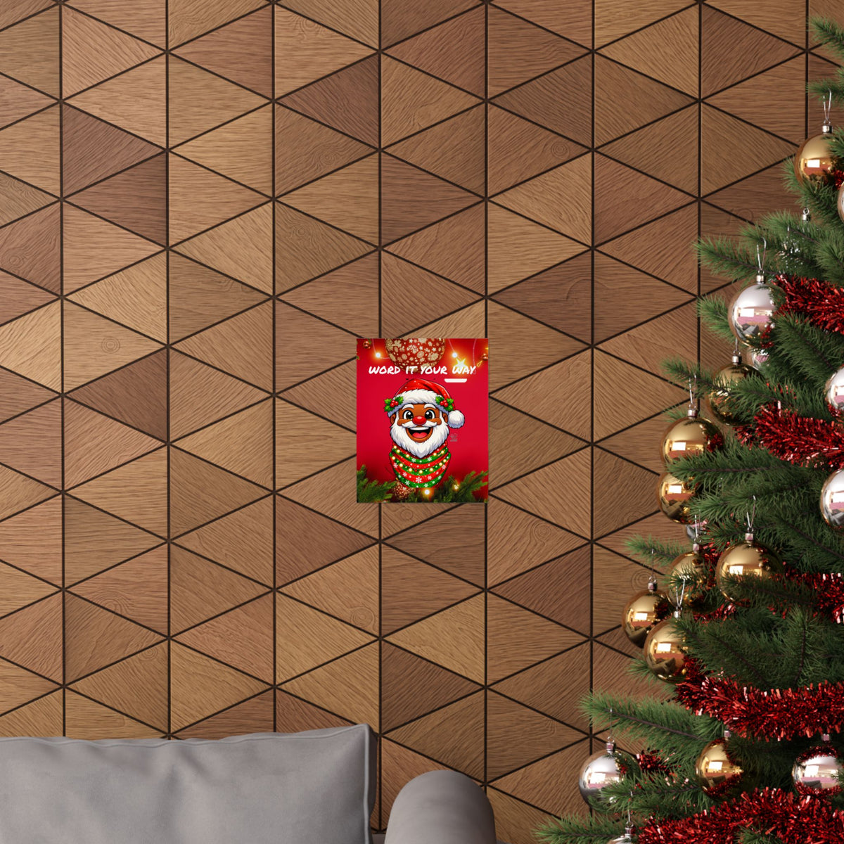Word It Your Way  Ebony Santa Christmas Matte Vertical Poster by GT Artland