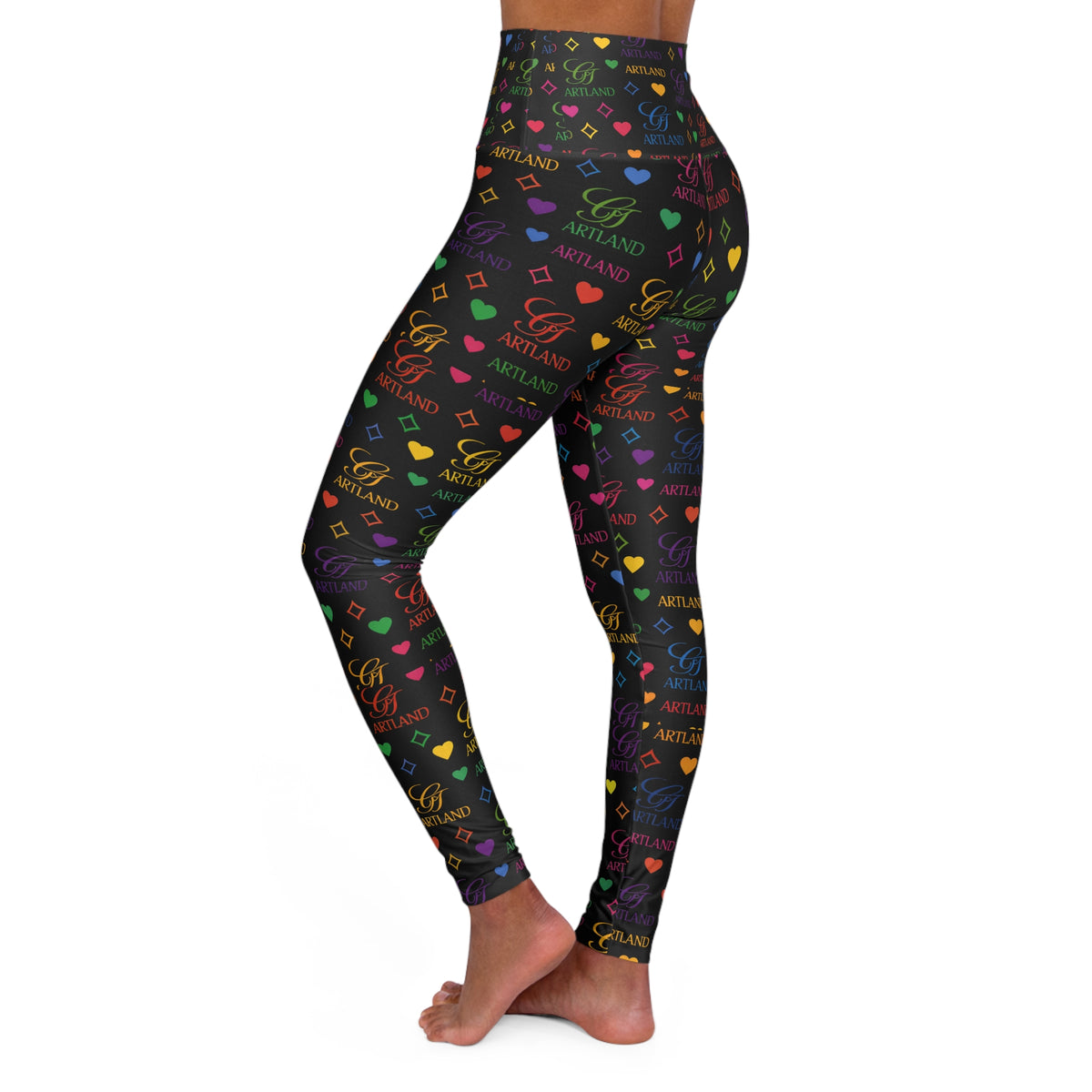 Colorful Heart and GT Artland Pattern Leggings | High Waisted Yoga Leggings by GT Artland