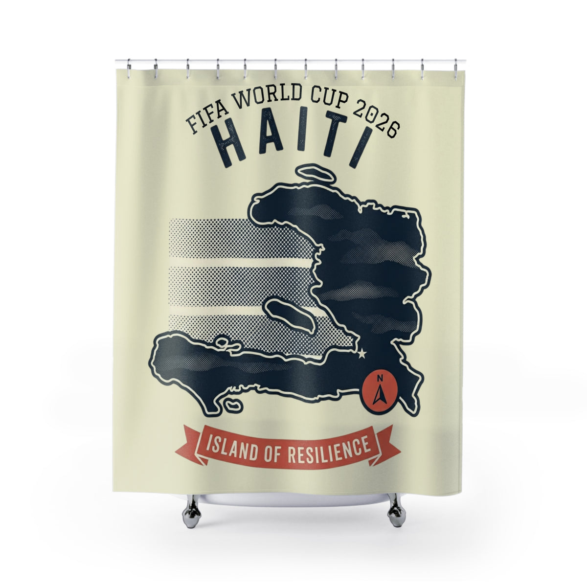 Map of Haiti, World Cup 2026 Shower Curtain | Island of Resilience
