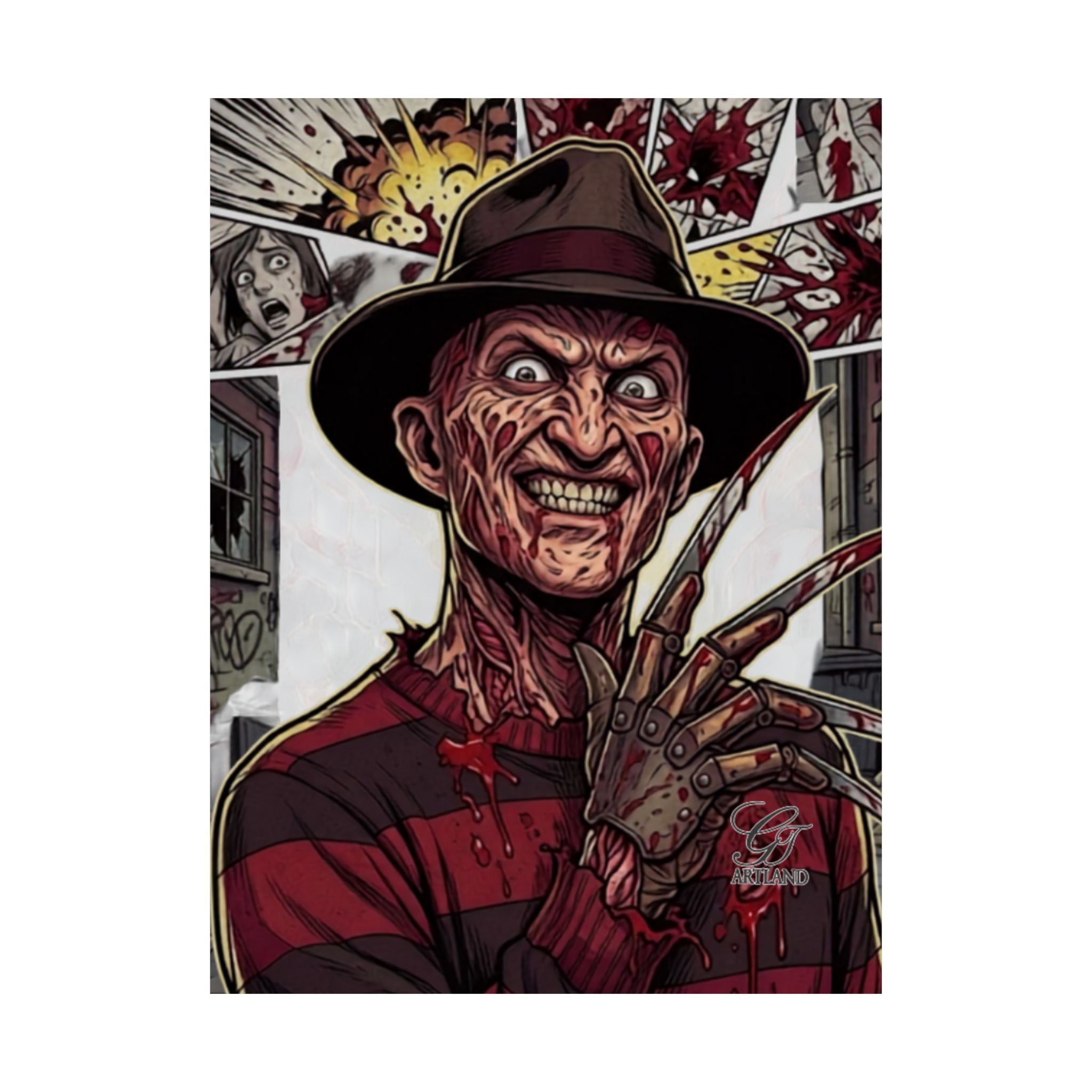 Elm Street Gangsta Horror  Airbrush Matte Vertical Posters by GT Artland
