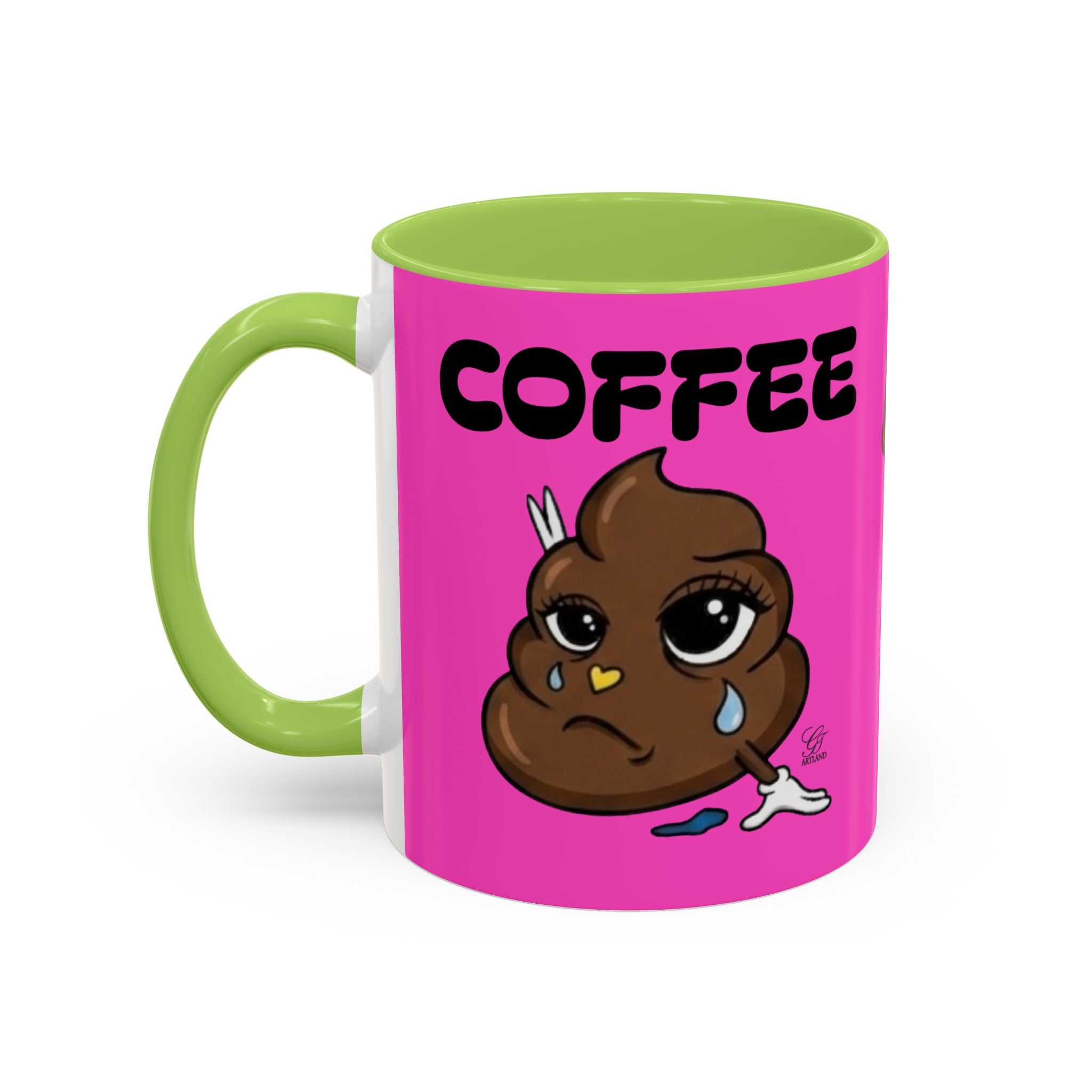 Coffee Mug — Pink 'Coffee' Sad Poop Emoji Accent Ceramic Mug (11/15oz) by GT Artland