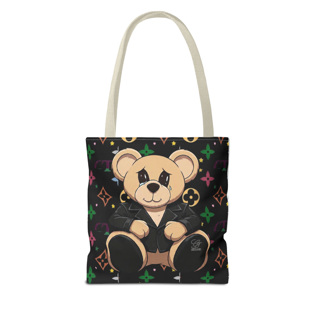 Elite Black Urban Designer Teddy Bear Monogram Tote Bag by GT Artland