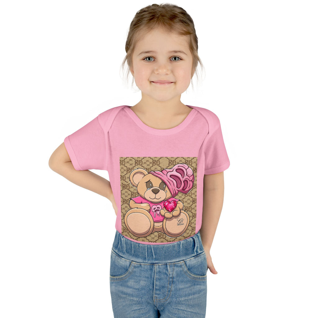 Pink Heart Teddy Bear Infant Bodysuit by GT Artland