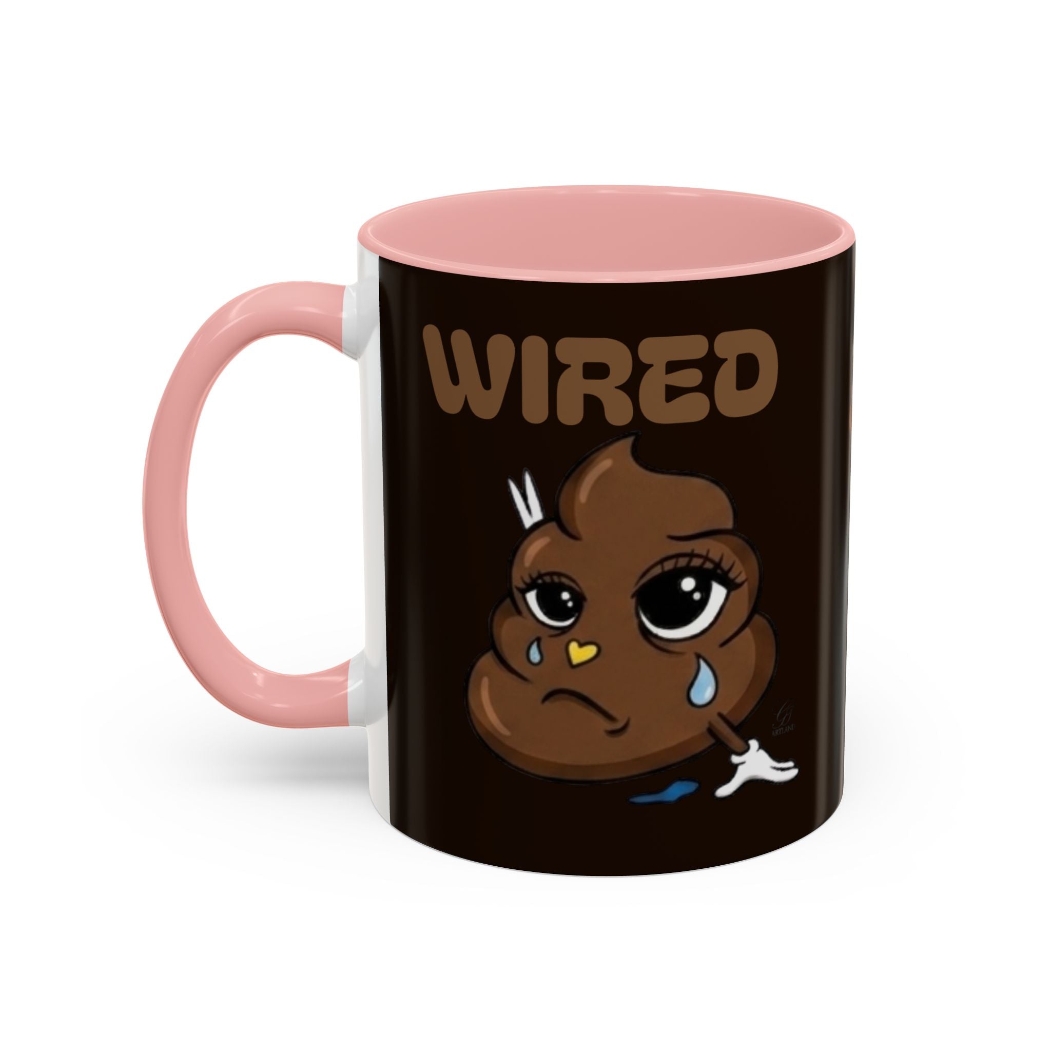 Coffee Mug - "Wired" Cute Poop Emoticon Design (11/15 oz) by GT Artland