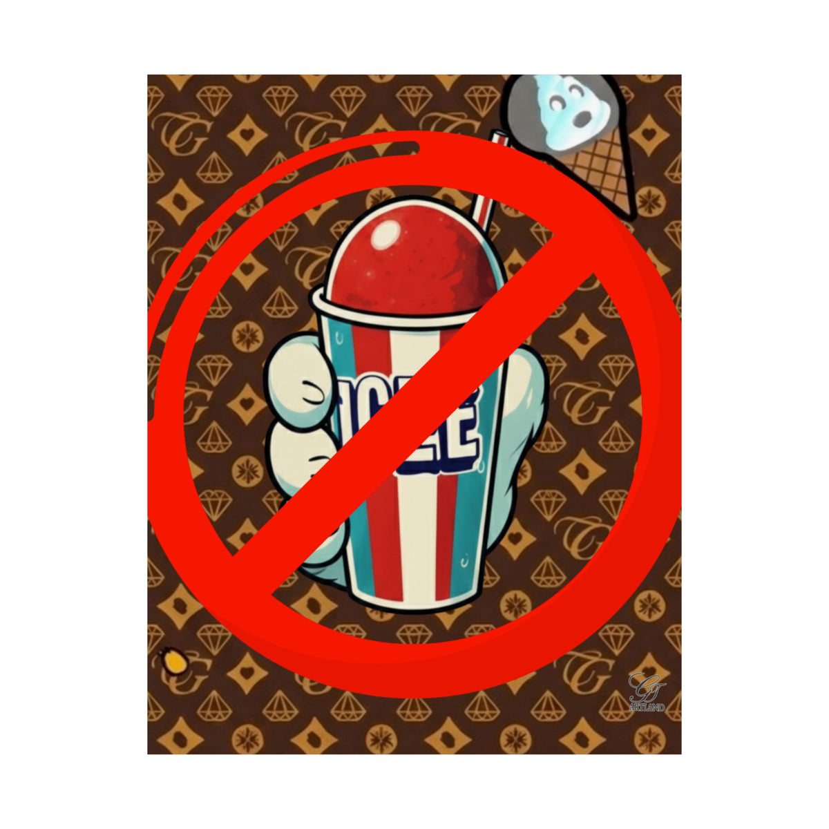 No Slushie Poster Matte Vertical Poster | Anti Slushie Illustration, Retro Snack Pattern by GT Artland