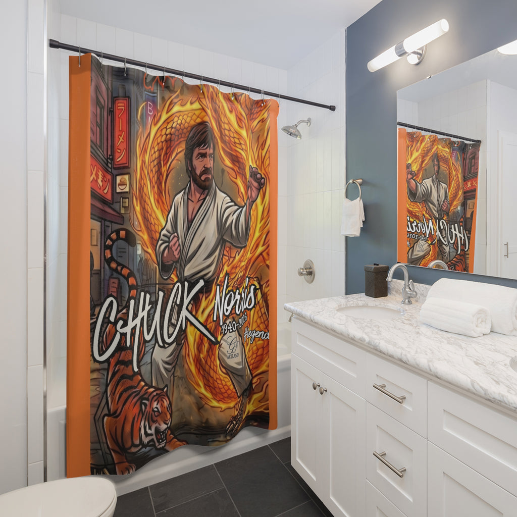 Chuck Norris Dragon Flames Shower Curtain