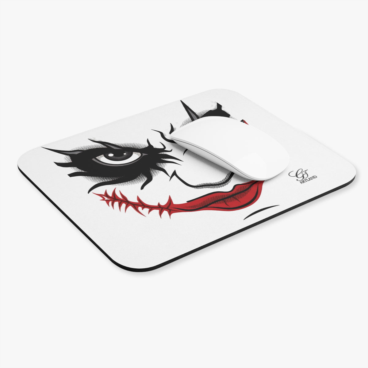 Creepy Stitched Smile Face Mouse Pad | Clown Horror Makeup Desk Mat by GT Artland