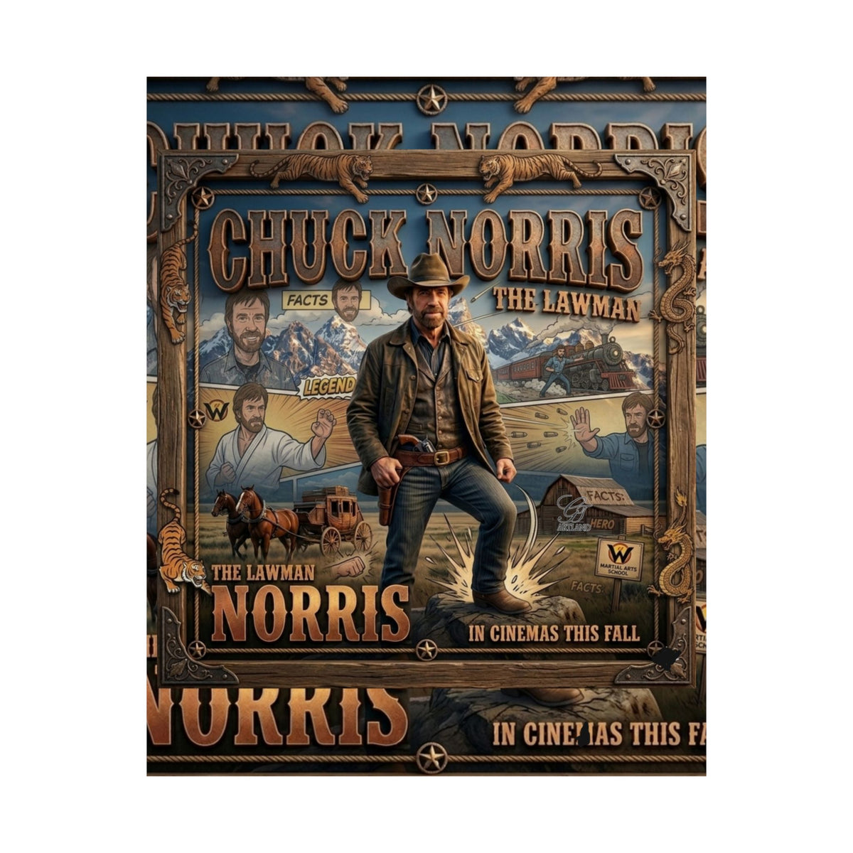 Chuck Norris Movie Poster Matte Vertical Poster | Cowboy Lawman Wall Art by GT Artland