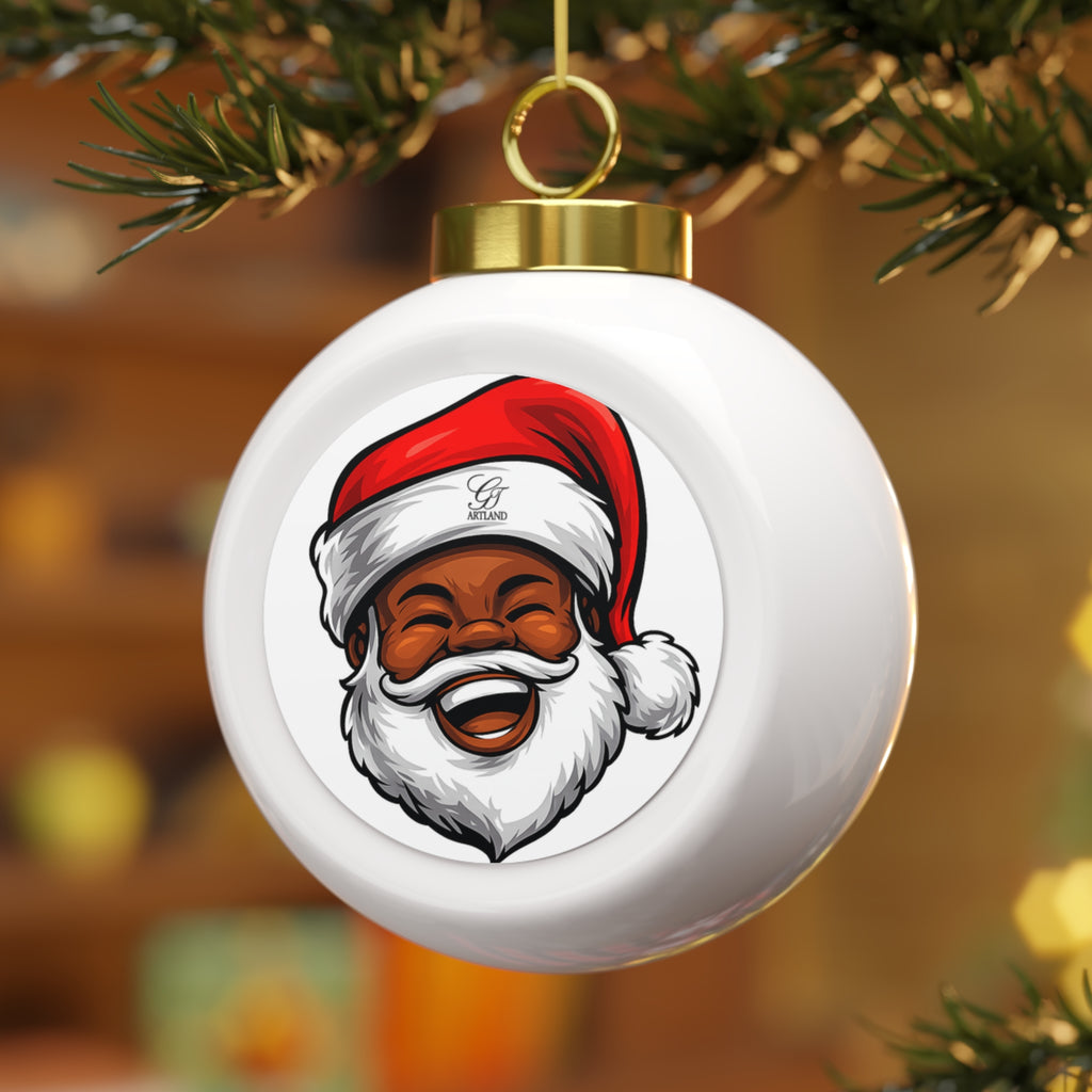 Joyful Santa Face Holiday Ball Ornament | Tree Ornament by GT Artland