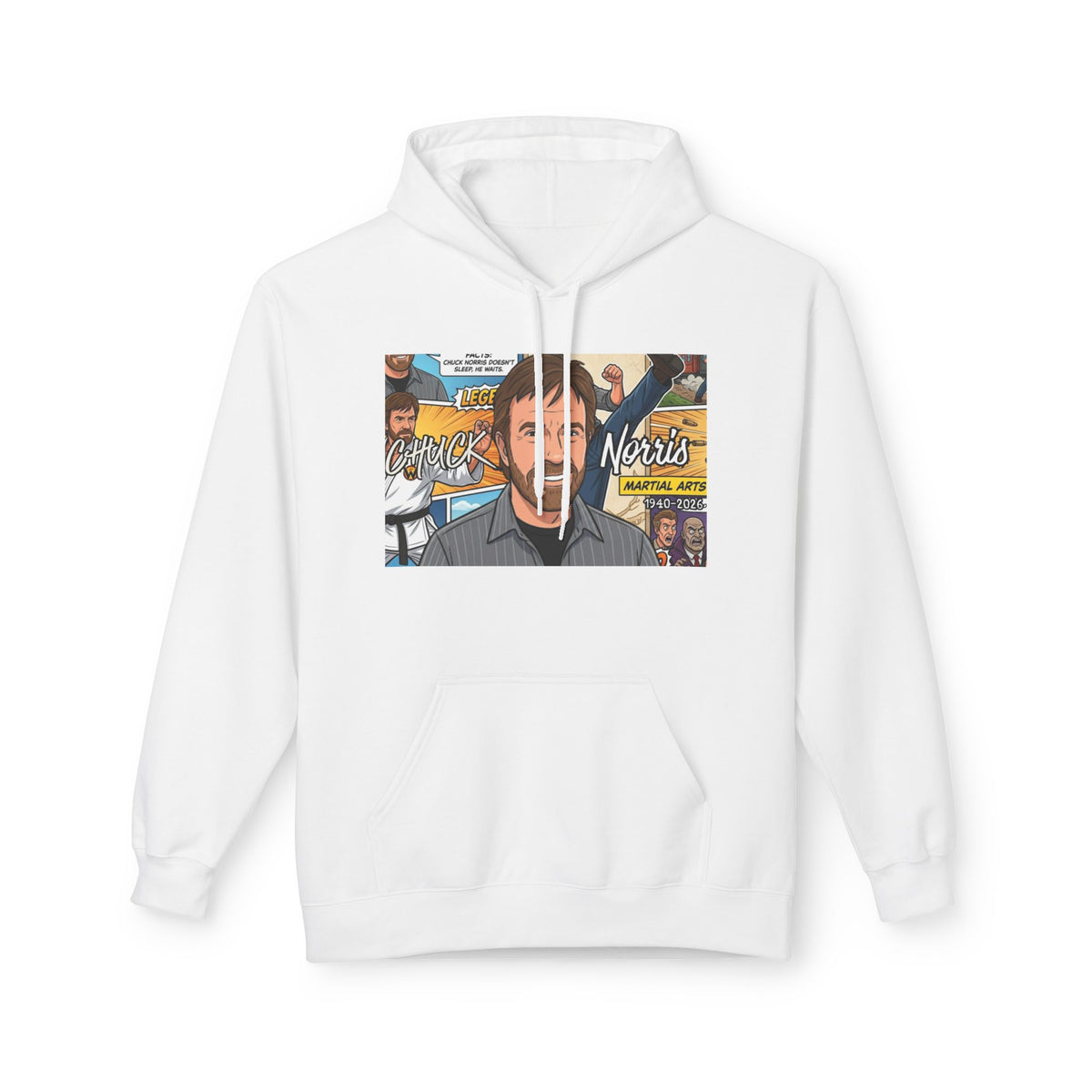Chuck Norris Portrait Hoodie | Martial Arts Comic Illustration by GT Artland