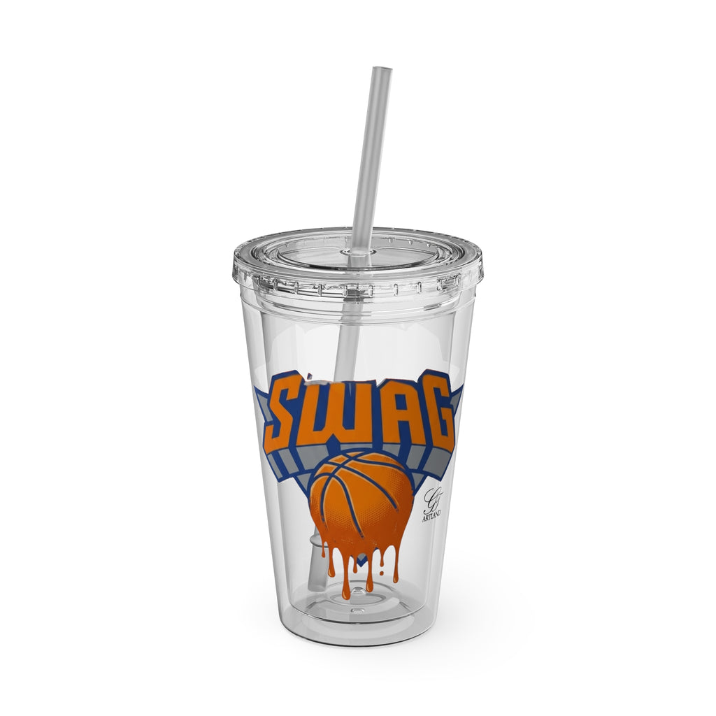 Dripping Basketball SWAG Tumbler | 16oz Clear Cup with Straw by GT Artland