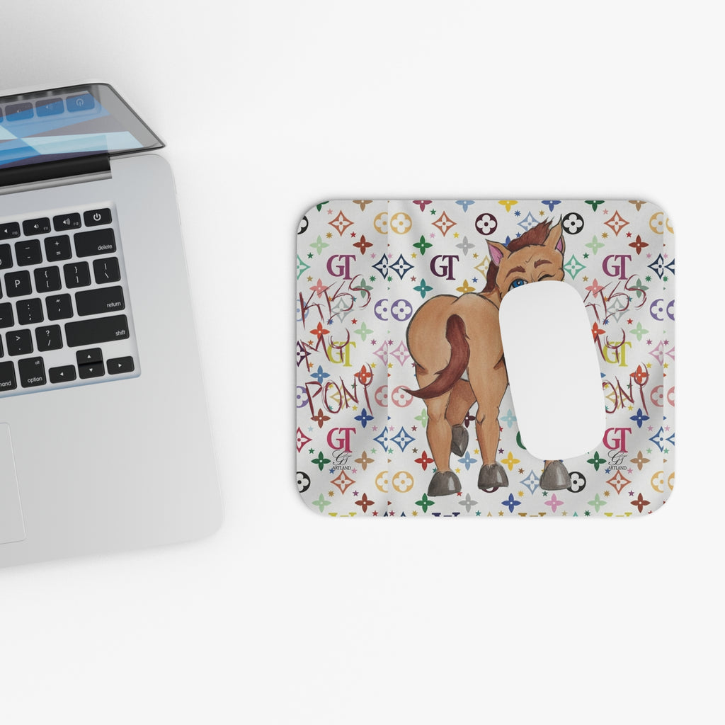 Donkey Character Pattern Mouse Pad | Colorful Monogram Motif by GT Artland