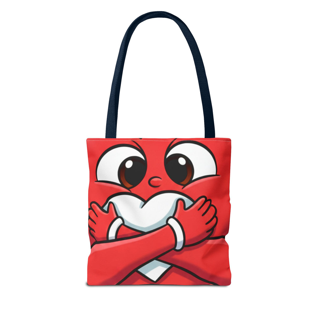 Red Heart Hug Cartoon Tote | Cute Emoticon Love Illustration by GT Artland