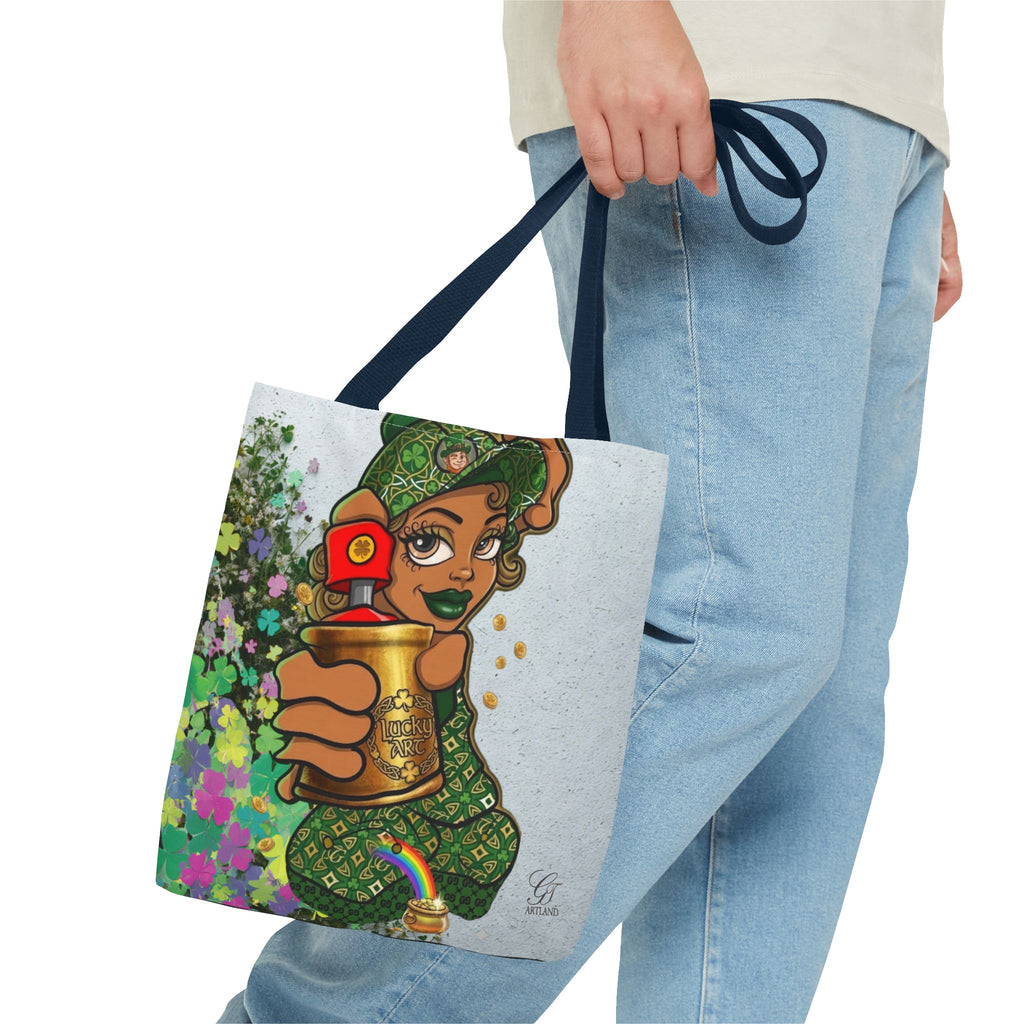 "Lucky Art" Spray Can Ebony Girl St Patrick Theme Designer Tote Bag by GT Artland