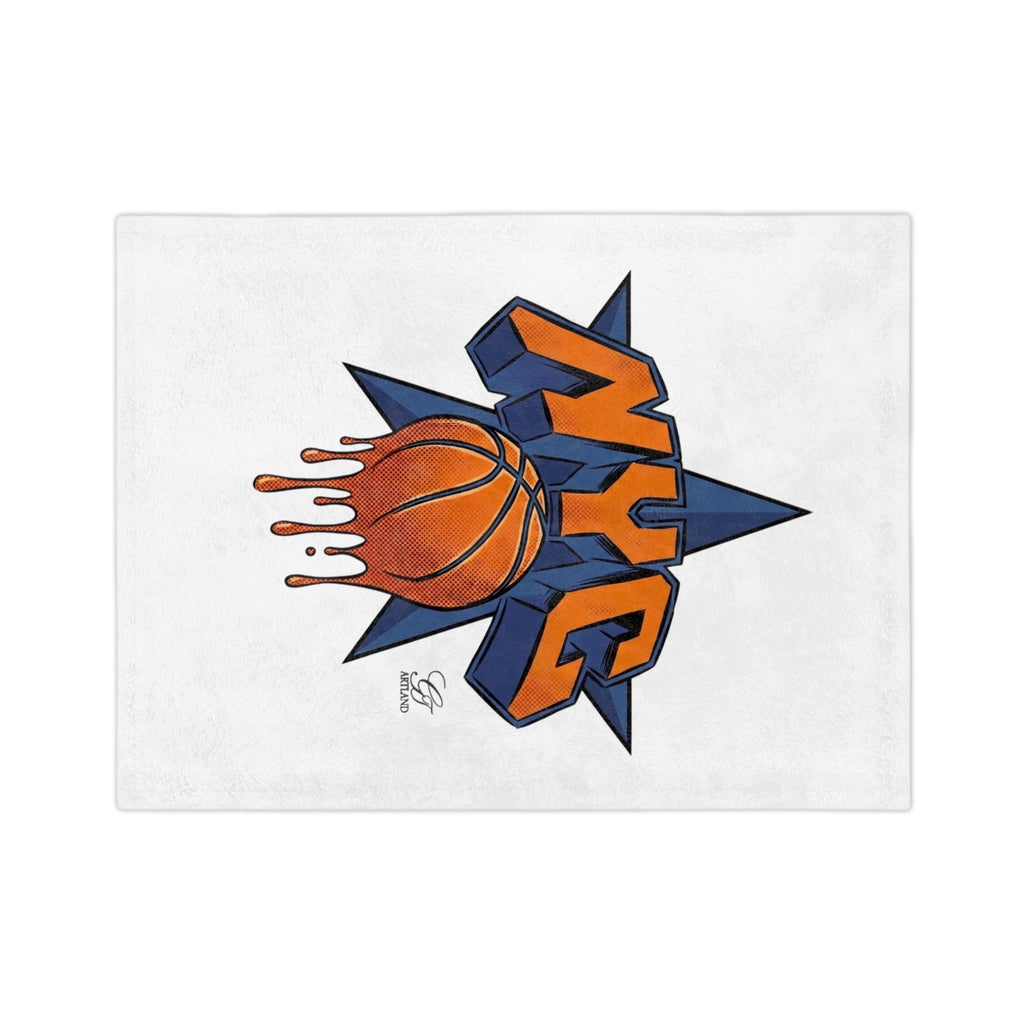 NYC Dripping Basketball Velveteen Microfiber Blanket | Sports City Logo Throw by GT Artland