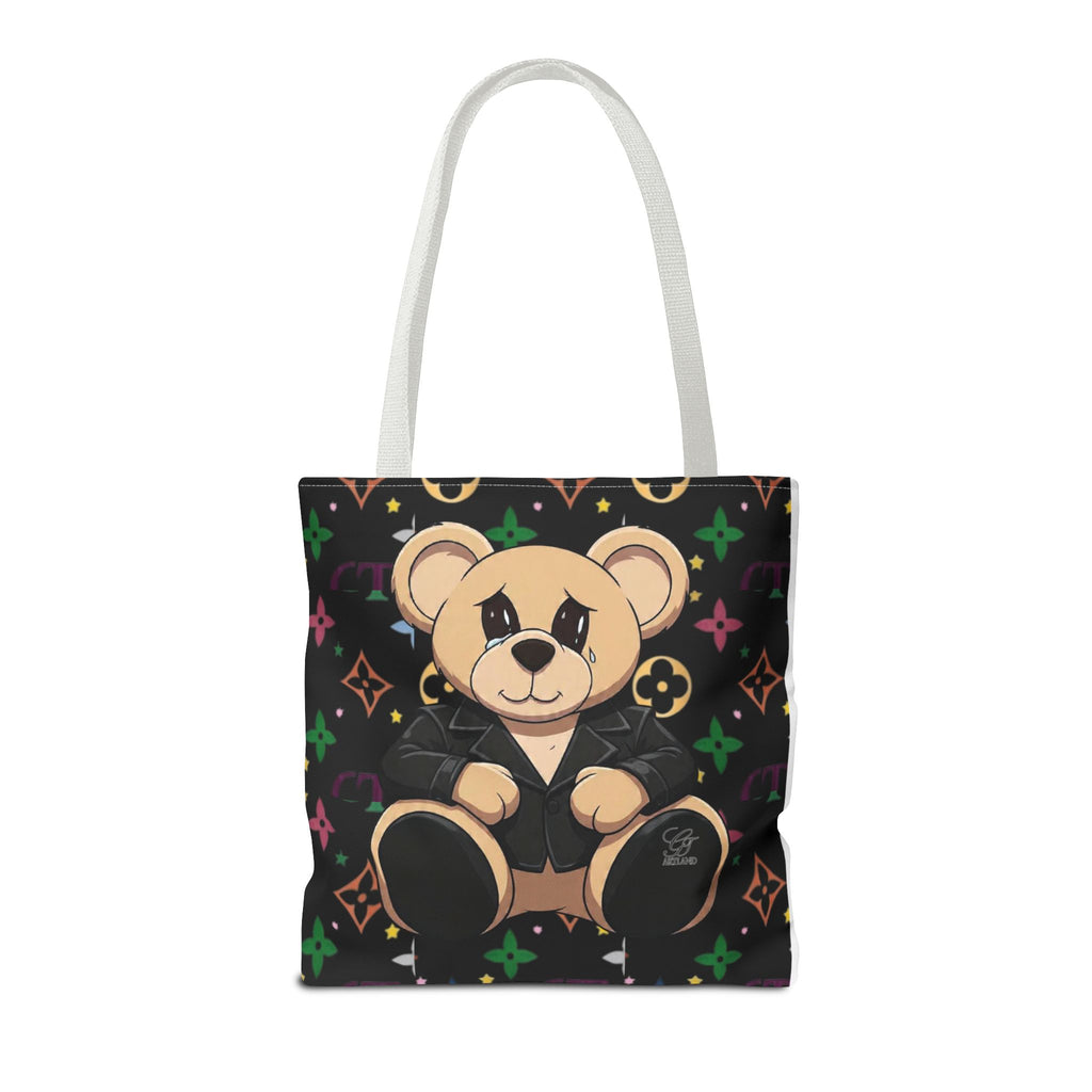 Elite Black Urban Designer Teddy Bear Monogram Tote Bag by GT Artland