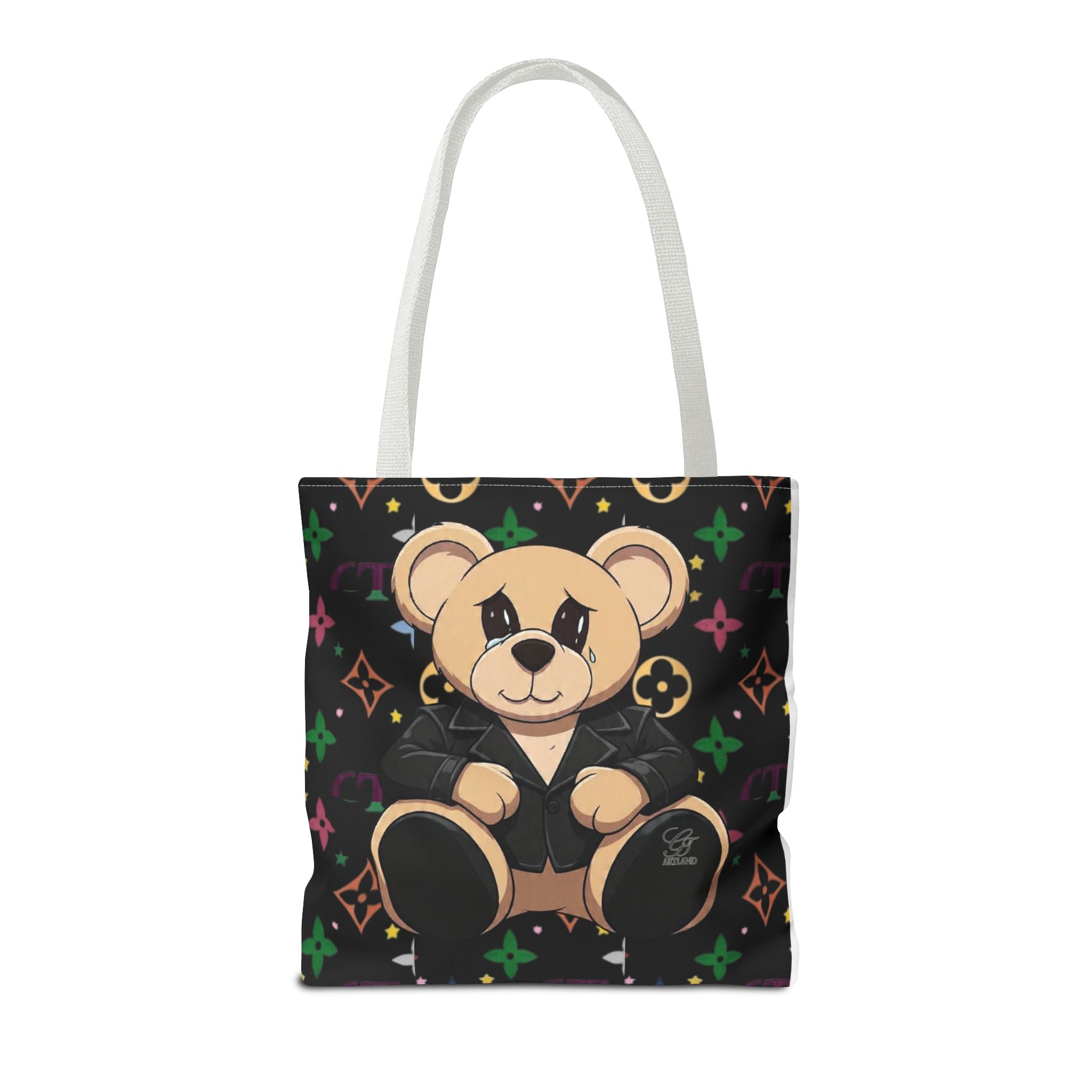 Elite Black Urban Designer Teddy Bear Monogram Tote Bag by GT Artland