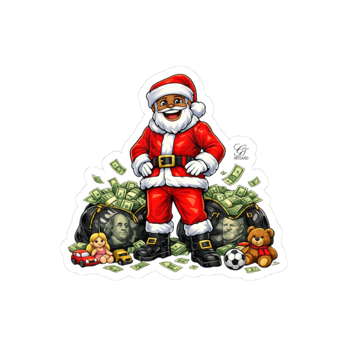 Ballin Santa Designer Kiss-Cut Sticker Decal by GT Artland