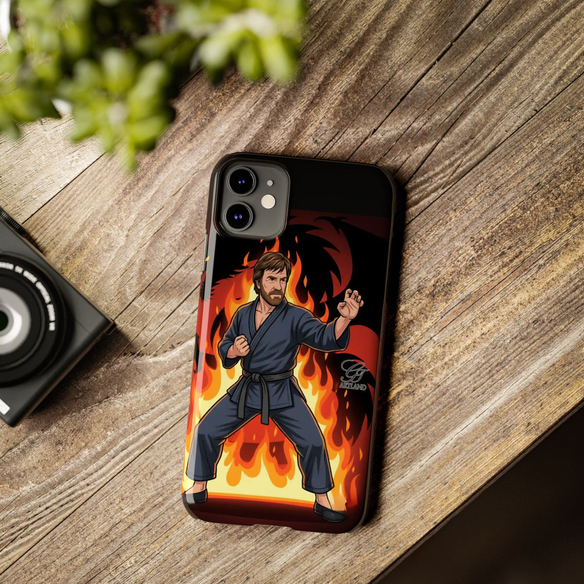 Martial Artist Illustration Slim Phone Case | Karate Fighter Flames by GT Artland