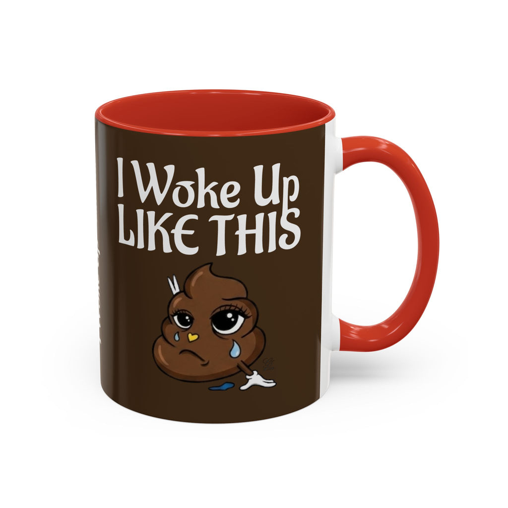I Woke Up Like This Designer Collectors Coffee Mug — Funny Poop Emoji Accent Mug by GT Artland