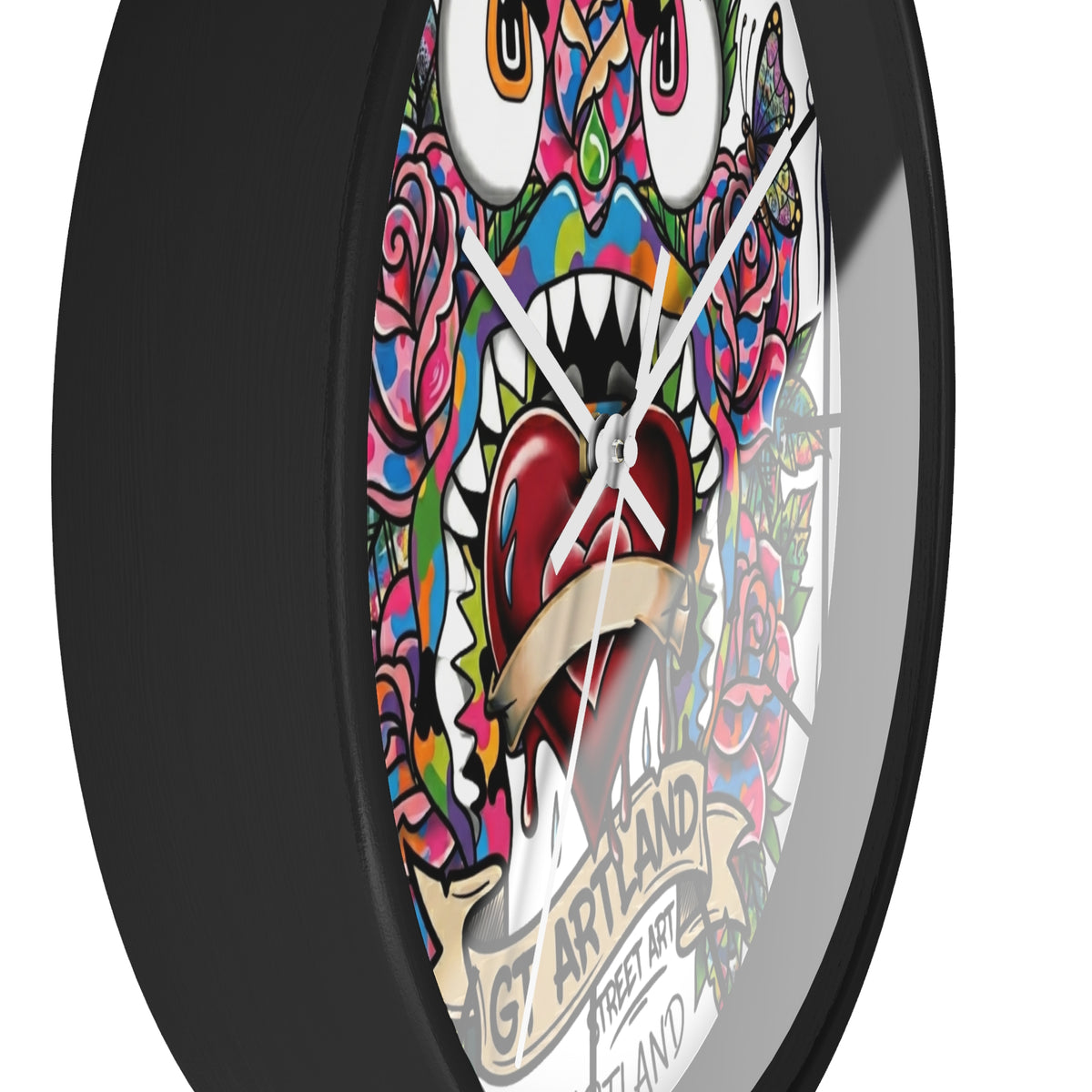 Colorful Tattoo Heart Monster Wall Clock by GT Artland