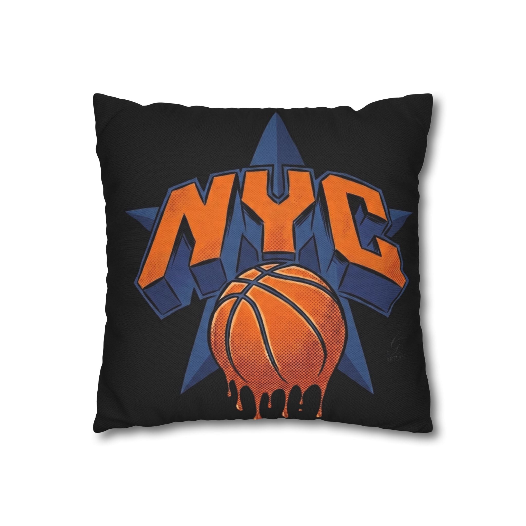 NYC Dripping Basketball Pillowcase | Square Throw Pillowcase by GT Artland