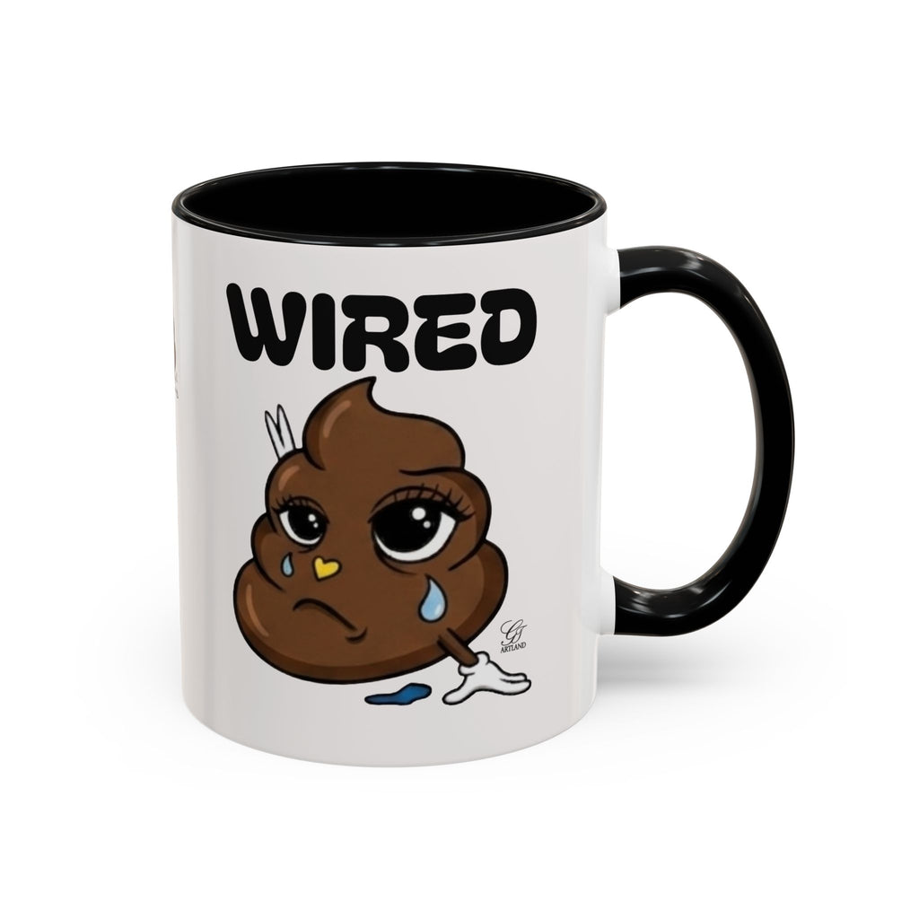 Wired Coffee Mug — Funny Poop Emoji Design Accent Mug (11/15 oz) by GT Artland