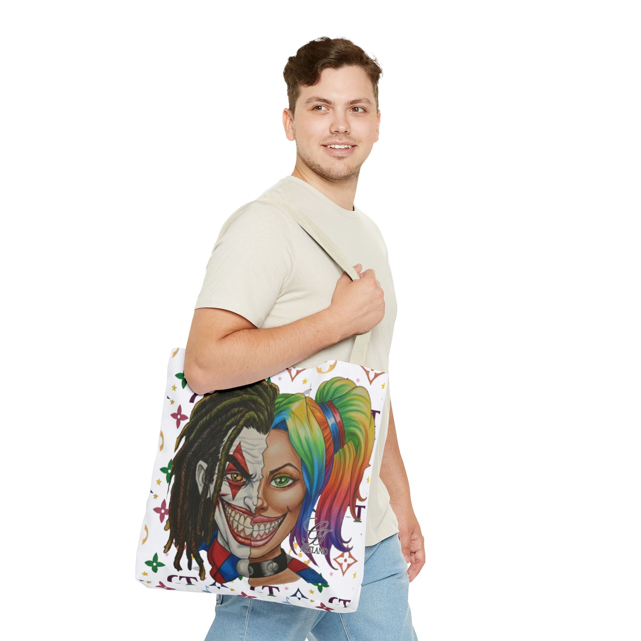 Two Faced Clown Couple Face Tote Bag – Urban Duo Swag by GT Artland
