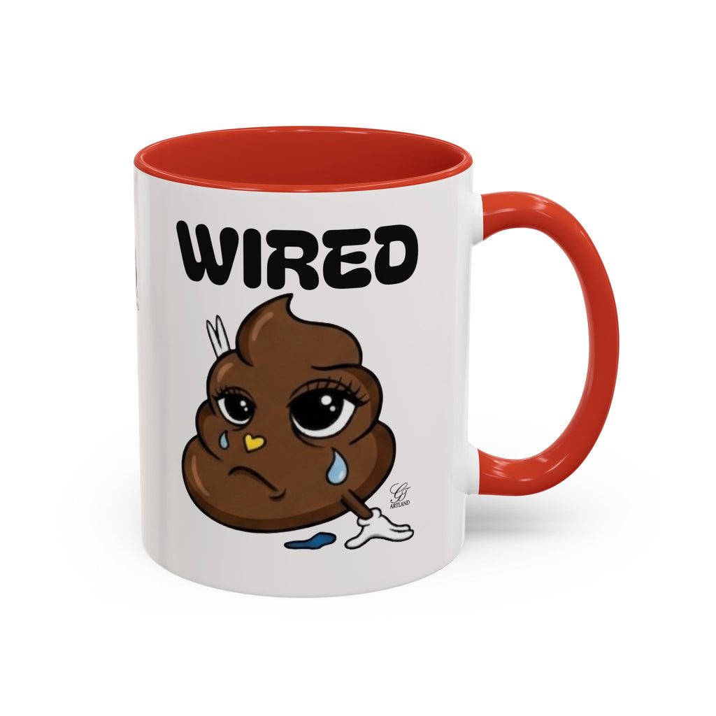Wired Coffee Mug — Funny Poop Emoji Design Accent Mug (11/15 oz) by GT Artland