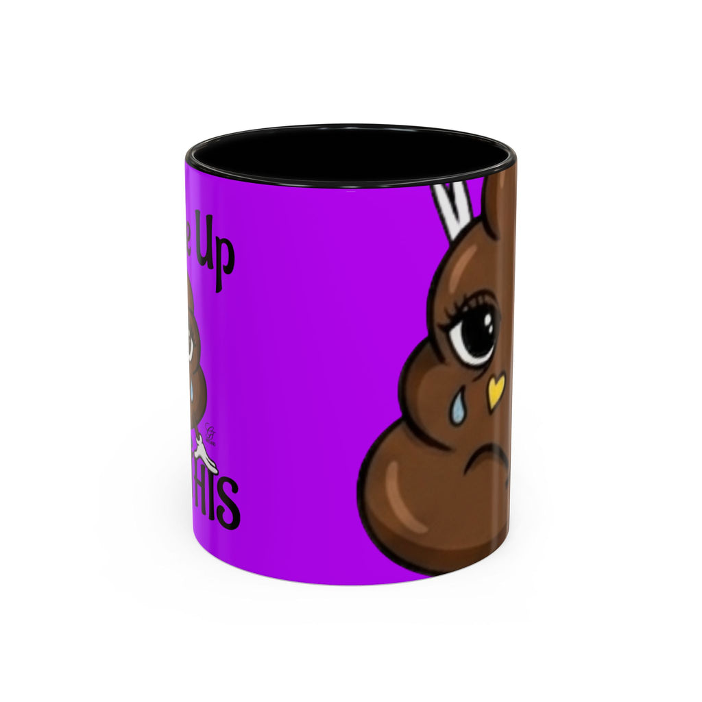 Sad Poop Emoji Accent Coffee Mug (11/15oz) — Funny Cute Kawaii Tearful Poop Design by GT Artland