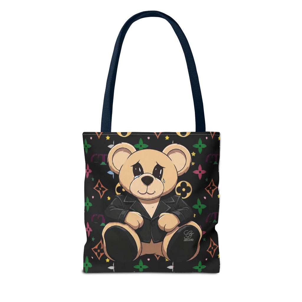 Elite Black Urban Designer Teddy Bear Monogram Tote Bag by GT Artland