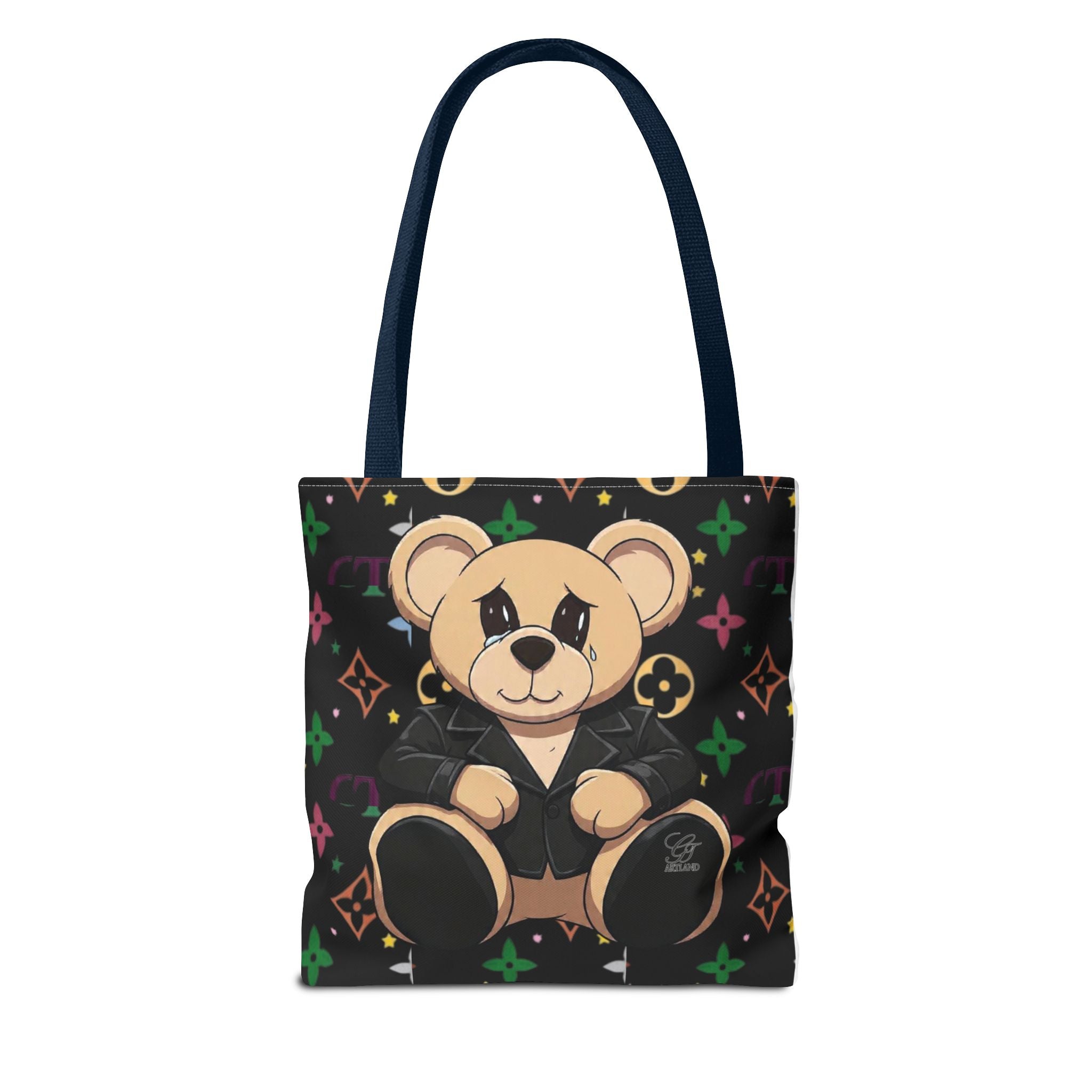 Elite Black Urban Designer Teddy Bear Monogram Tote Bag by GT Artland