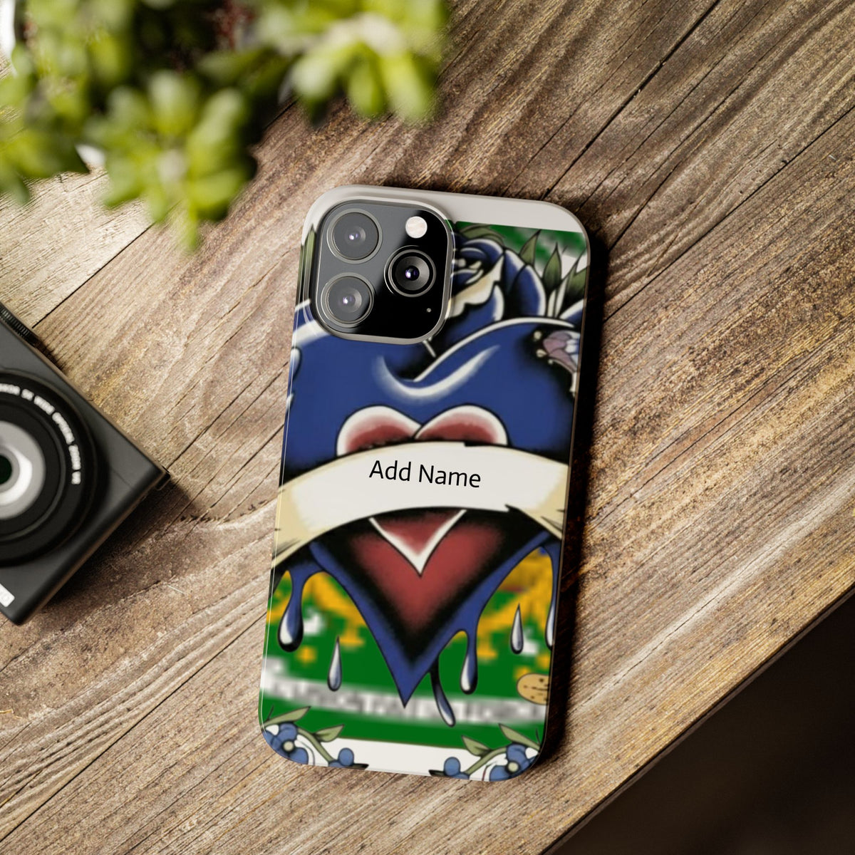 Blue Rose Garden Urban Styled Illustration Slim Phone Case |  by GT Artland