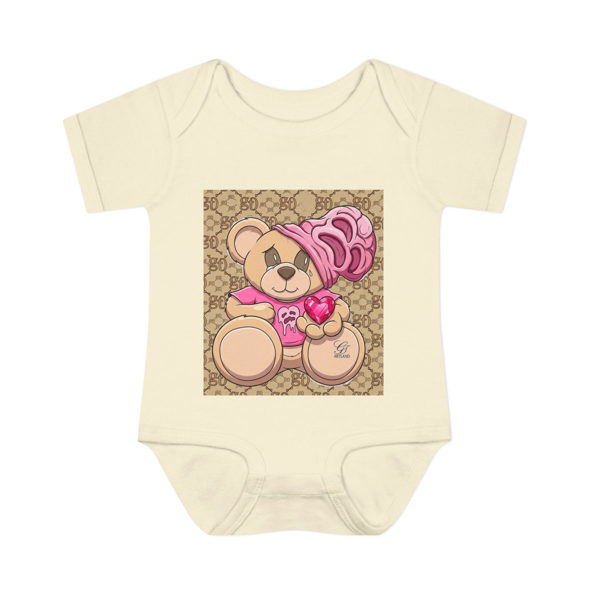 Pink Heart Teddy Bear Infant Bodysuit by GT Artland