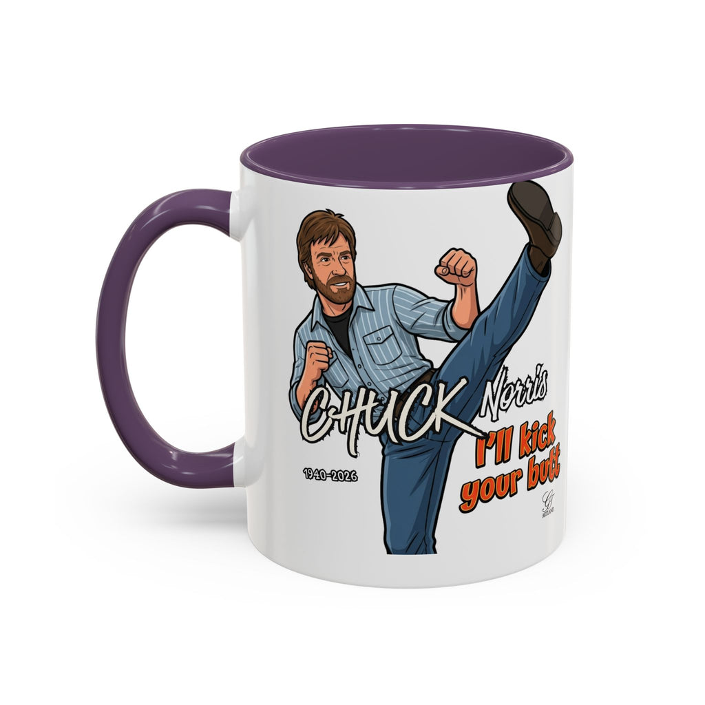 Martial Arts Chuck Norris Kick Butt Humor Character Mug | Accent Coffee Mug by GT Artland