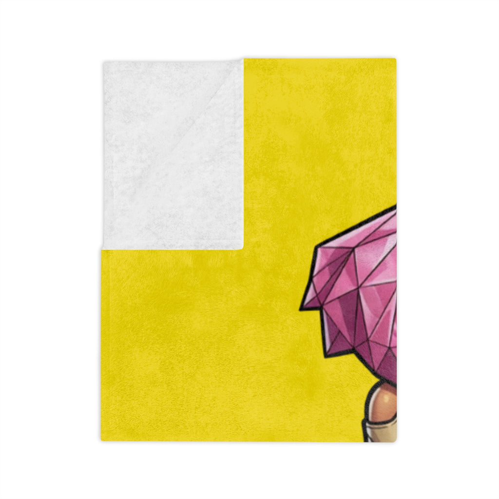 Pink Hair Vixen Fashion Queen Velveteen  Yellow Blanket | Trail Running Design by GT Artland