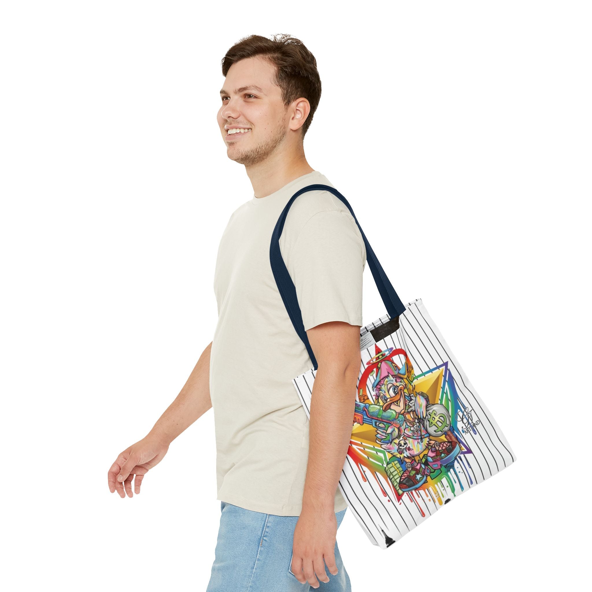 Graffiti Duck Urban Colorful Drip Tote Bag — Colorful Street Art by GT Artland