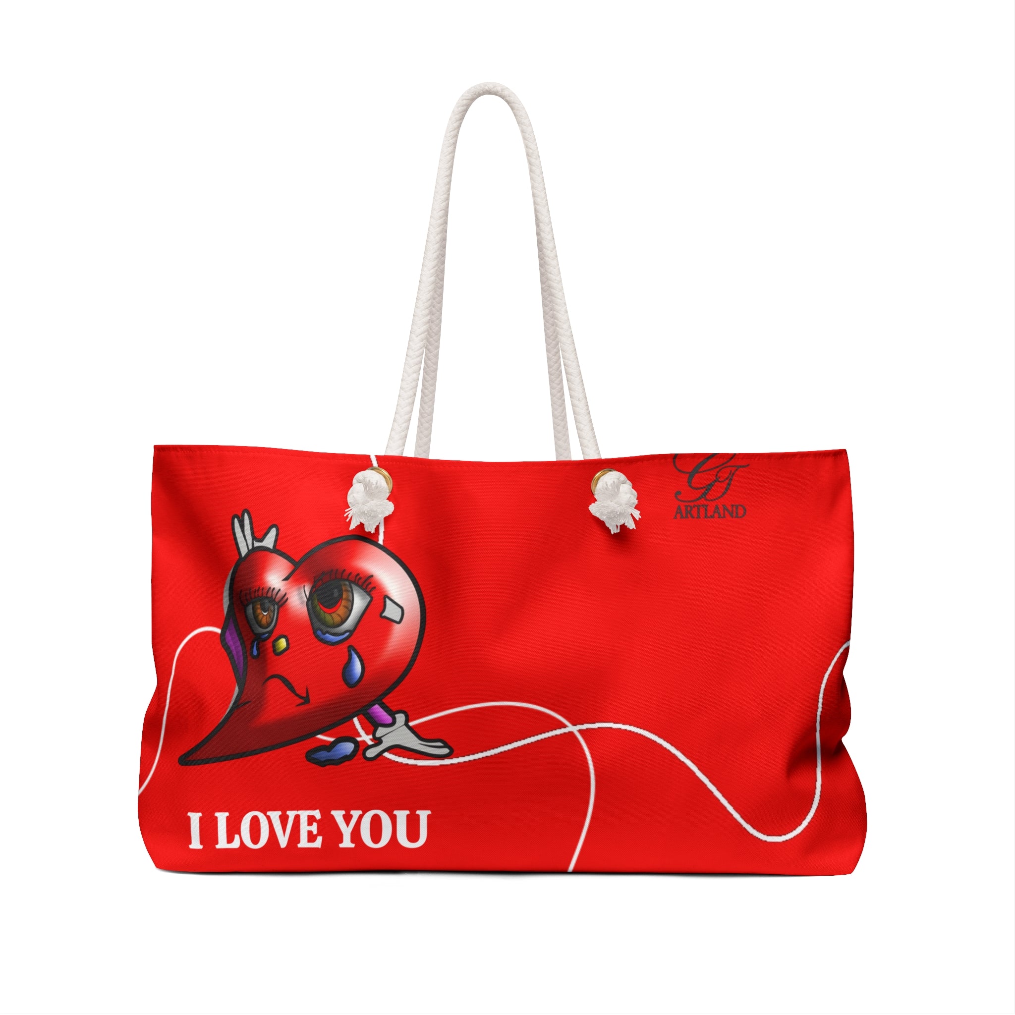 Crying Heart I Love You Weekender Bag | Red Romantic Tote by GT Artland