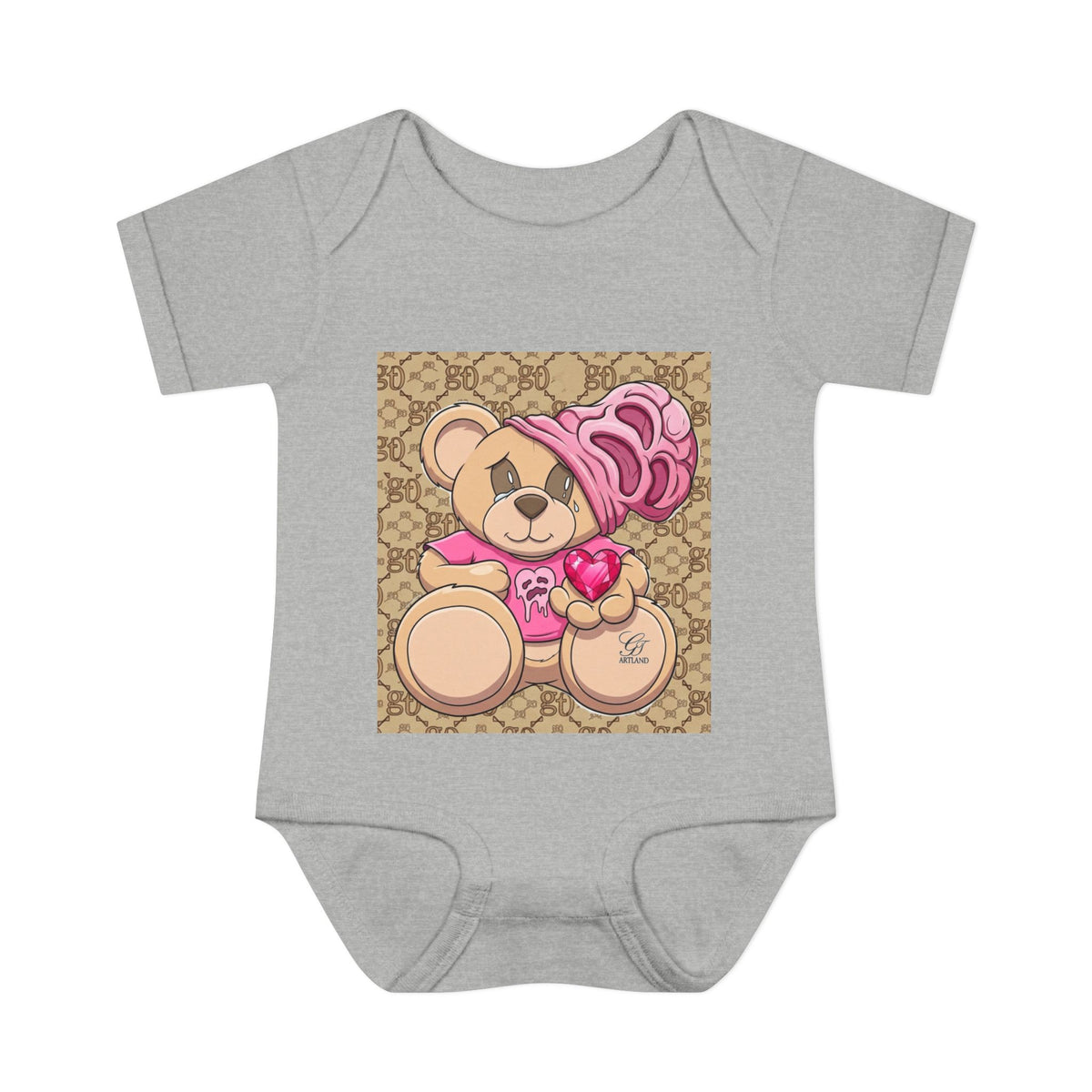 Pink Heart Teddy Bear Infant Bodysuit by GT Artland