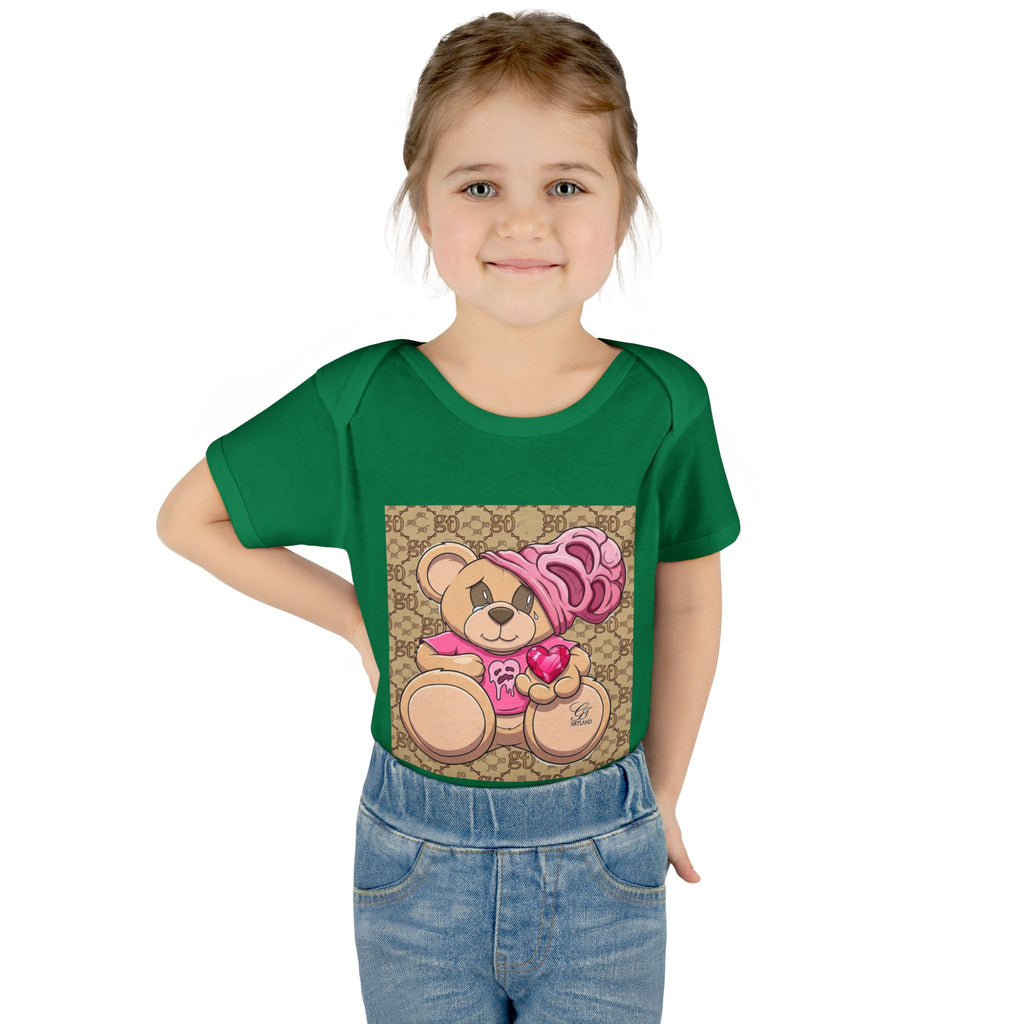 Pink Heart Teddy Bear Infant Bodysuit by GT Artland