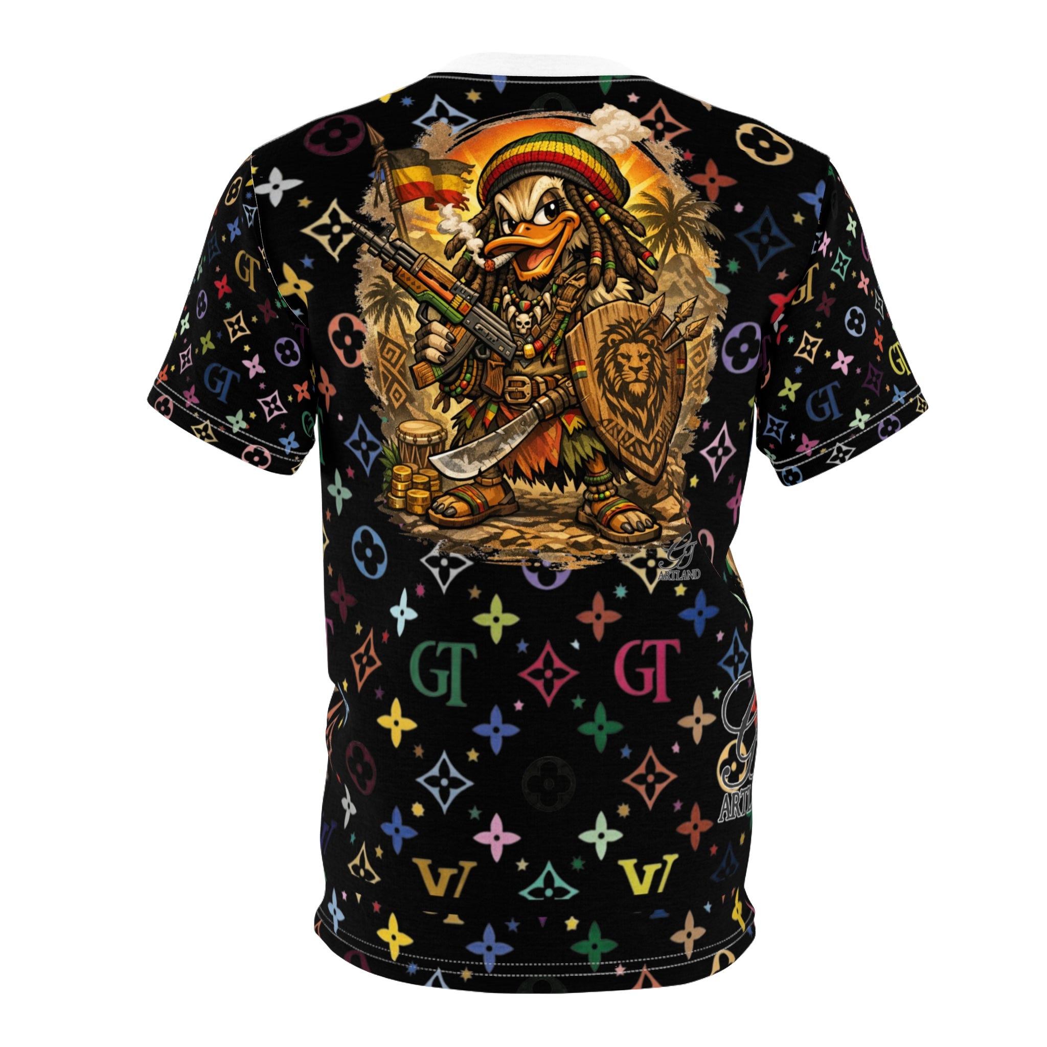 Rastafarian Warrior Duck Designer High Fashion T-Shirt | All-Over Print Tee by GT Artland
