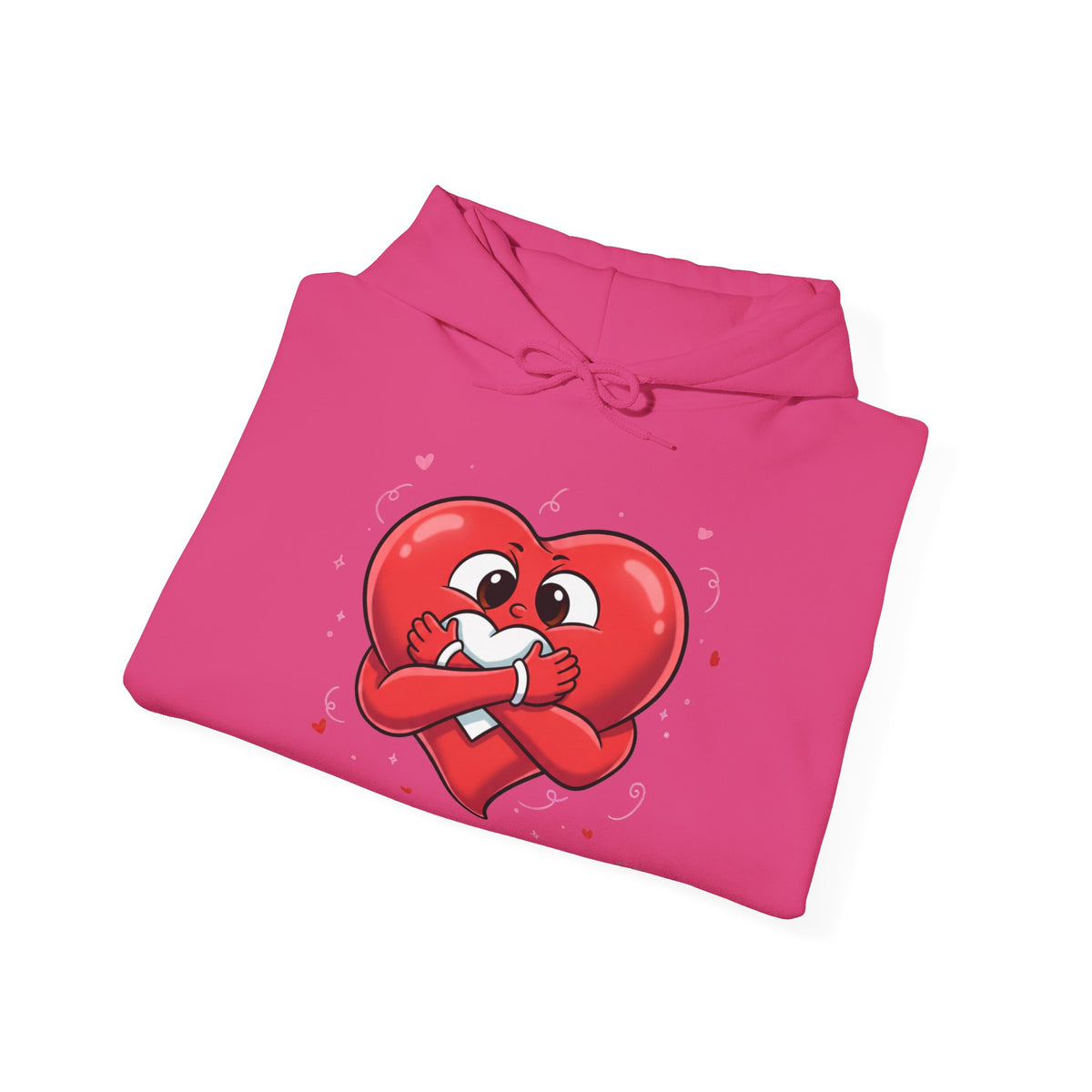 Graphic Heart Unisex Heavy Blend Hooded Sweatshirt | Red Heart Cartoon Sweatshirt