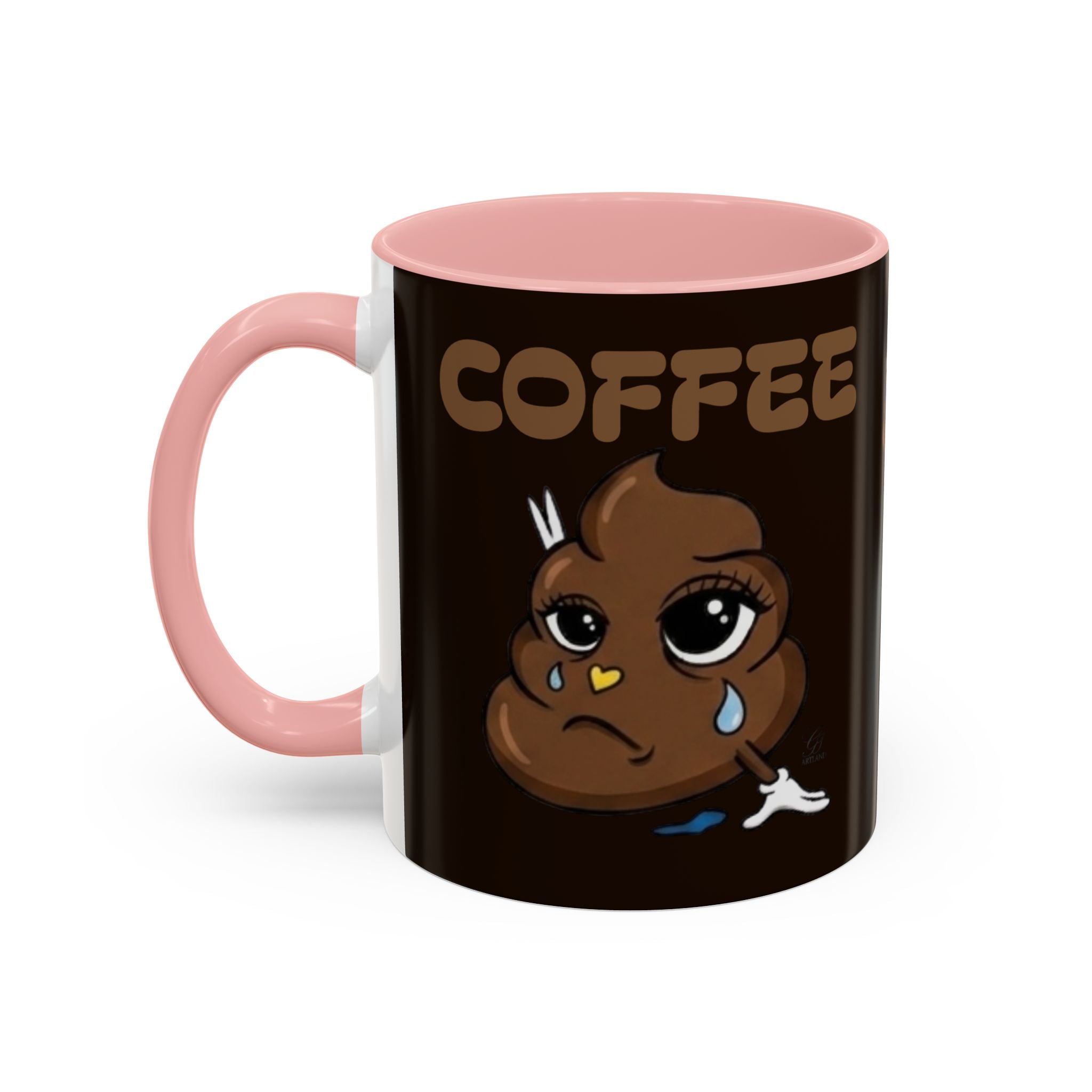 Coffee Mug — Cute Sad Poop Emoji with “COFFEE” Text Accent Mug by GT Artland