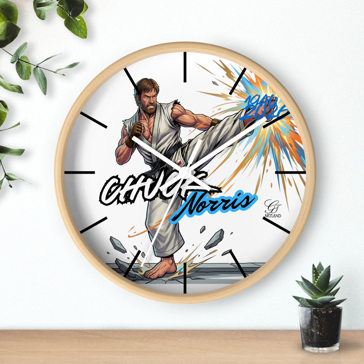 Chuck Norris Kicks, Courage and Karate Wall Clock by GT Artland