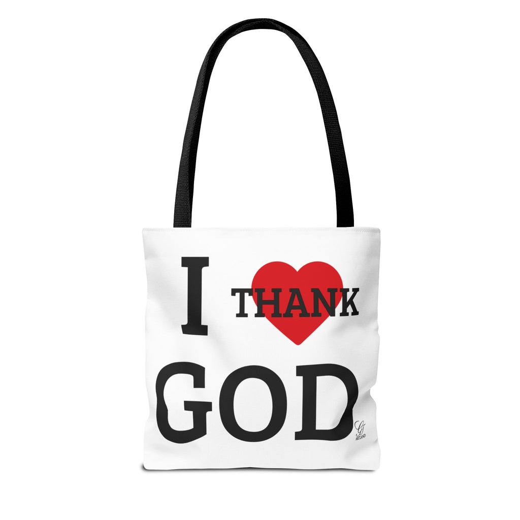 I Thank God Heart Designer Fashion Tote Bag by GT Artland