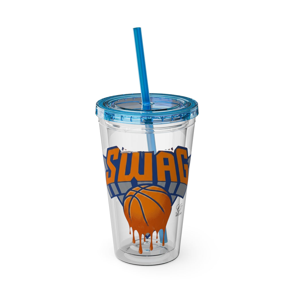 Swag Dripping Basketball Tumbler | 16oz Straw Cup by GT Artland